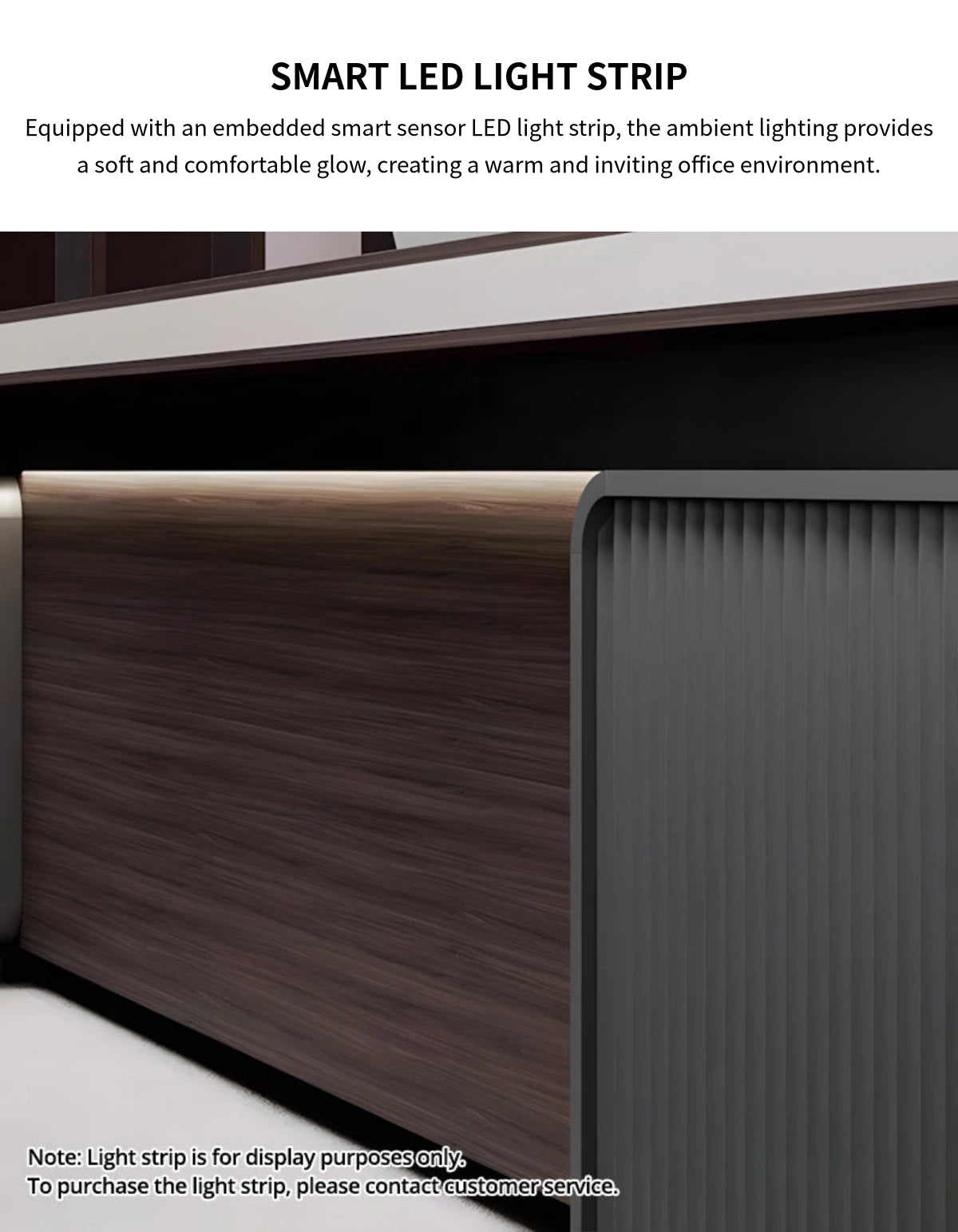 Modern Executive Desk with Cable Management, Curved & Built-In Outlets for Home Office — Detail image 5