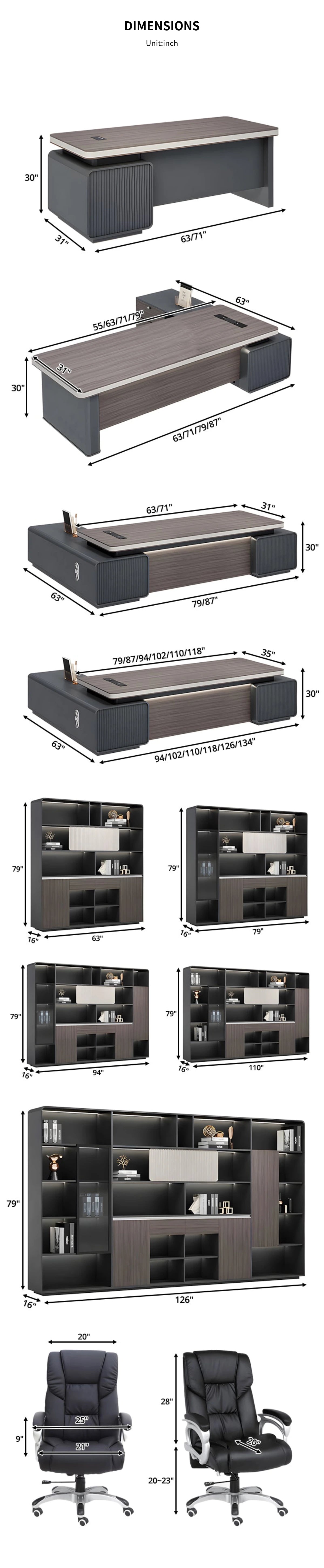 Modern Executive Desk with Cable Management, Curved & Built-In Outlets for Home Office — Detail image 12