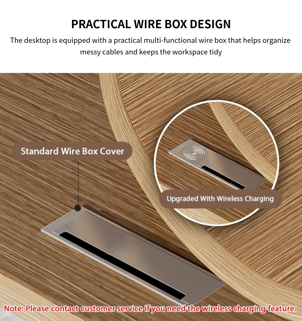 Modern Executive Desk with Curved, Cable Management & Side Storage for Home Office — Detail image 5
