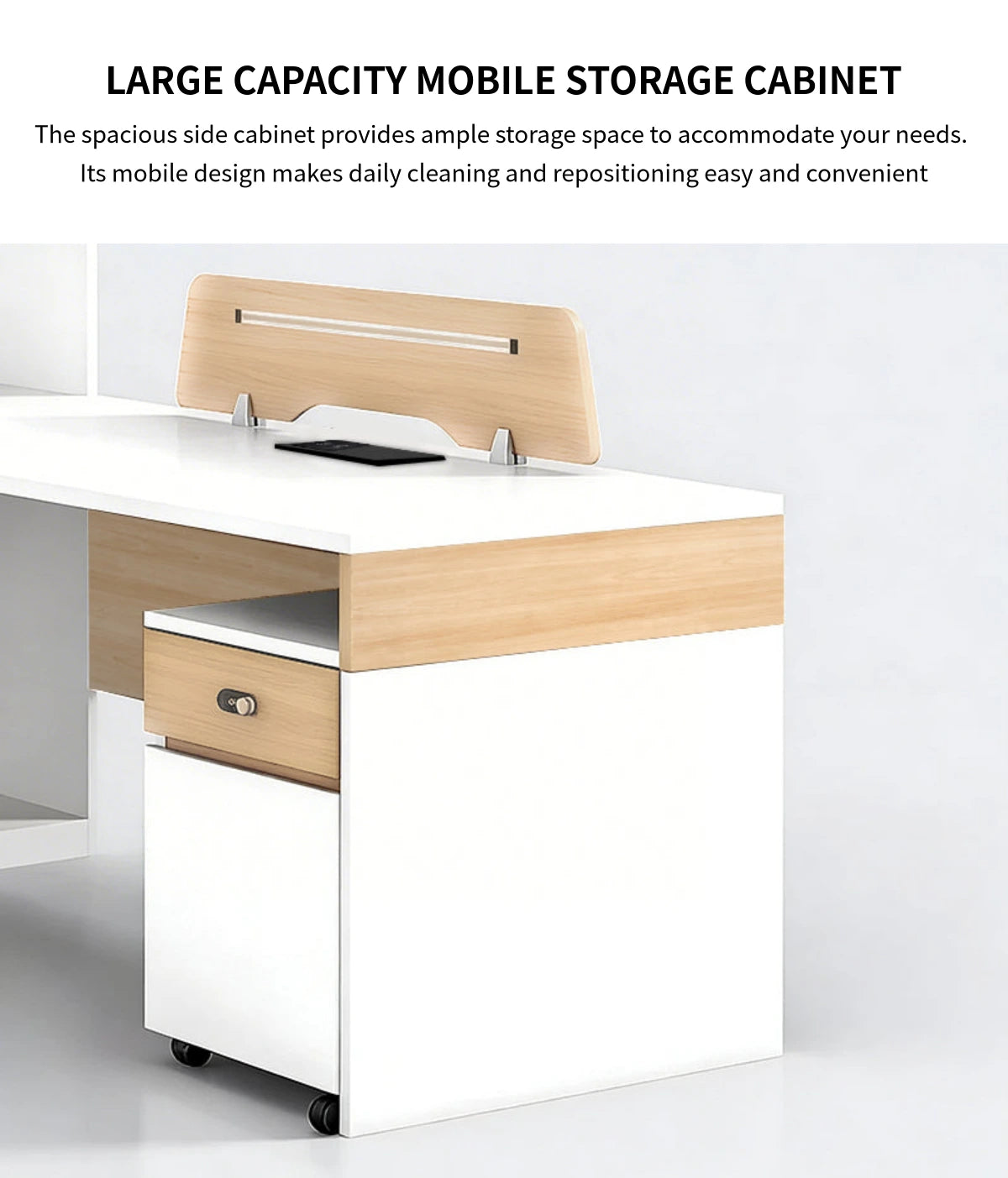 L-Shaped Reception Desk with Built-In Outlets, Cable Management & Side Storage for Retail — Detail image 6