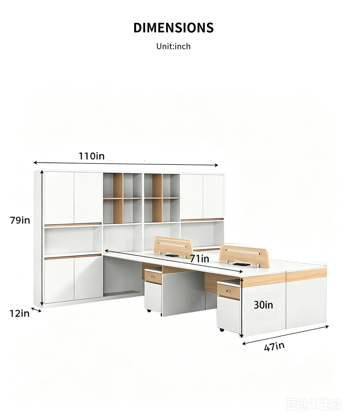L-Shaped Reception Desk with Built-In Outlets, Cable Management & Side Storage for Retail — Detail image 8