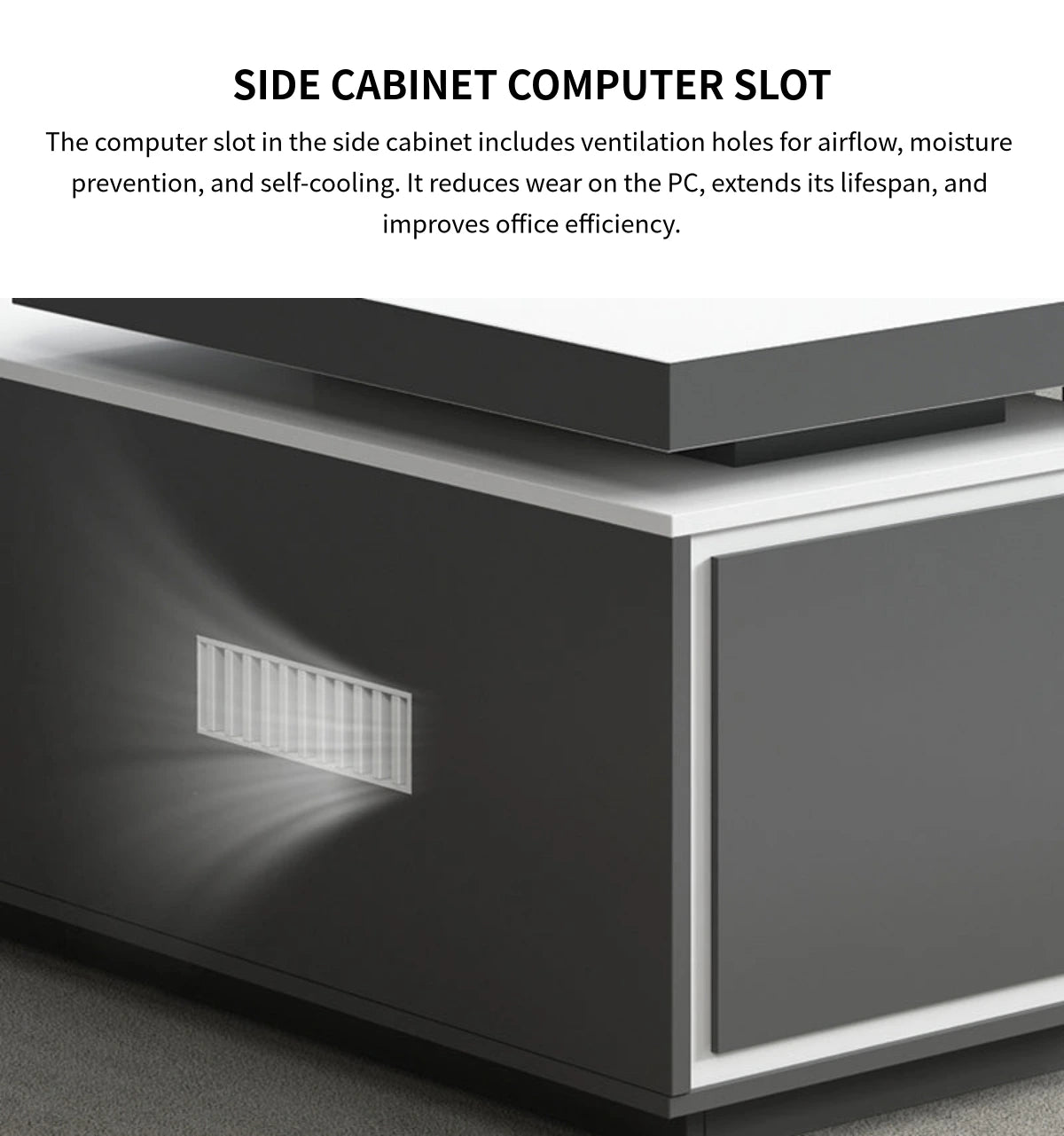 L-Shaped Executive Desk with Dual-Tone, Side Storage & File Drawers for Home Office — Detail image 9
