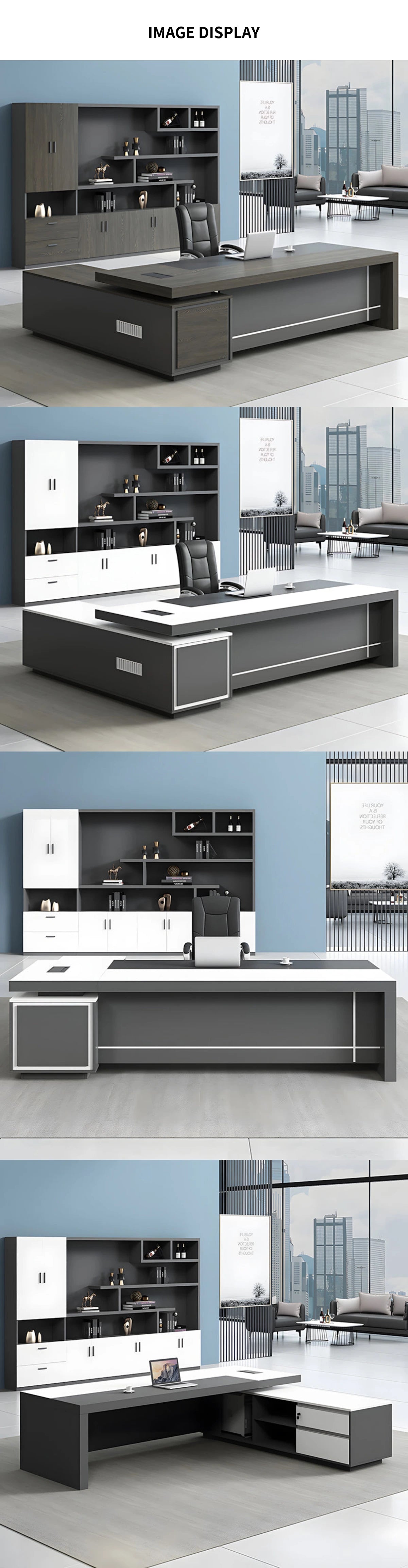 L-Shaped Executive Desk with Dual-Tone, Side Storage & File Drawers for Home Office — Detail image 11