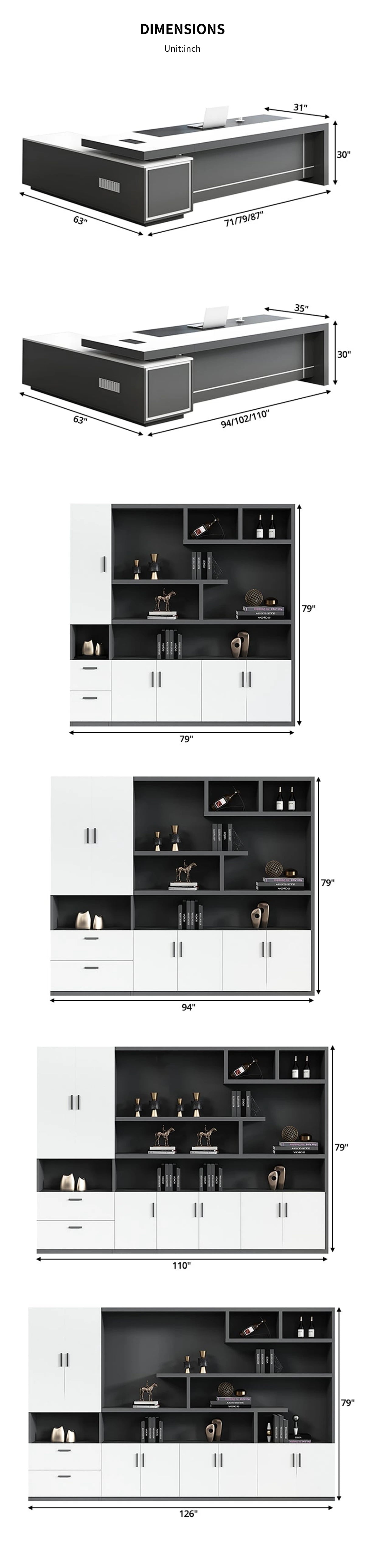 L-Shaped Executive Desk with Dual-Tone, Side Storage & File Drawers for Home Office — Detail image 13