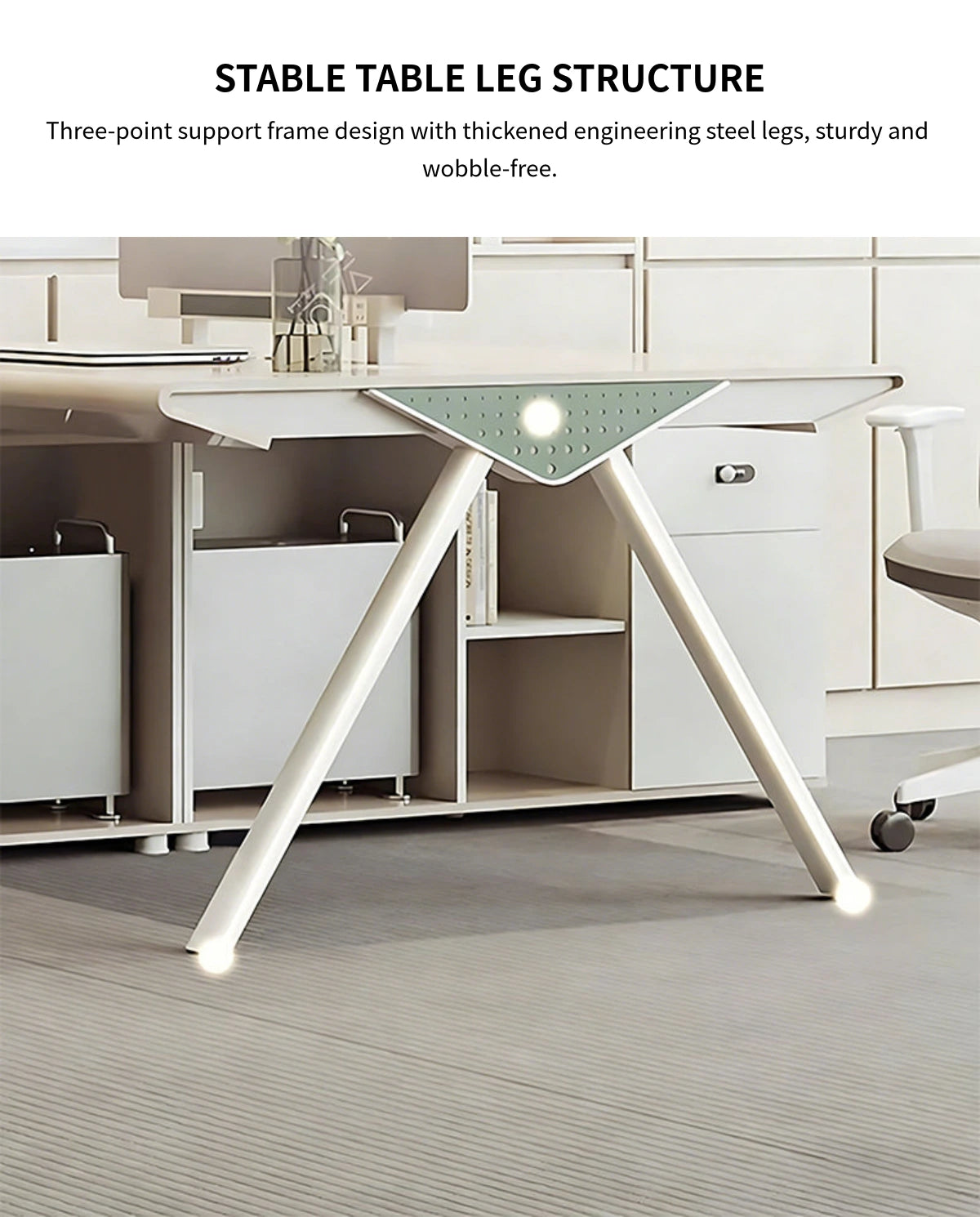 Curved Office Desk with Privacy Panel, Side Storage & Lockable for Home Office — Detail image 5