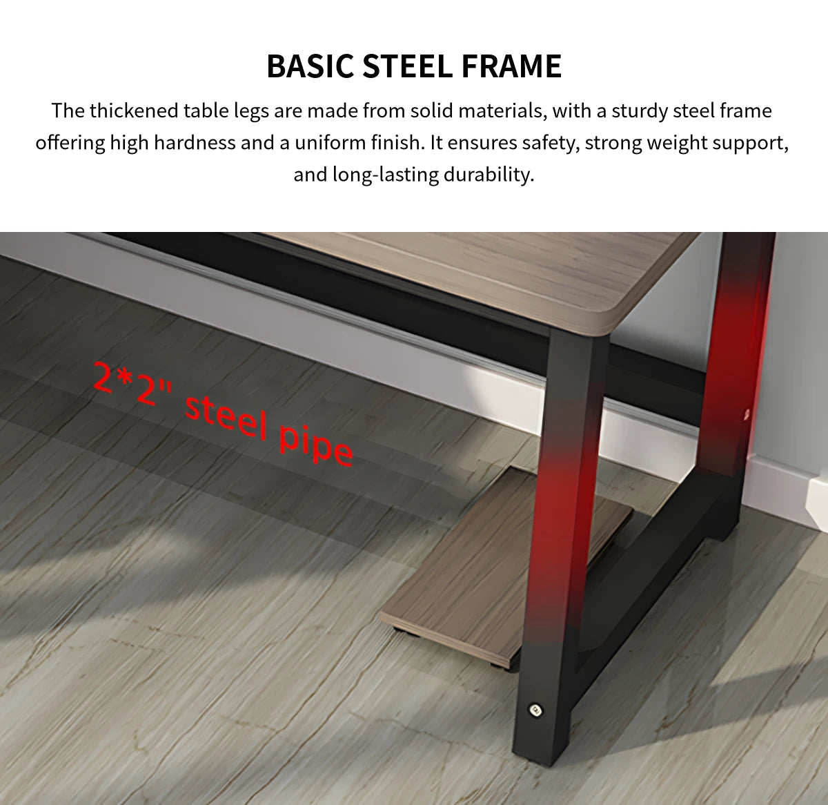 L-Shaped Office Desk 47-71 in Wide with Cable Management for Home Office — Detail image 6