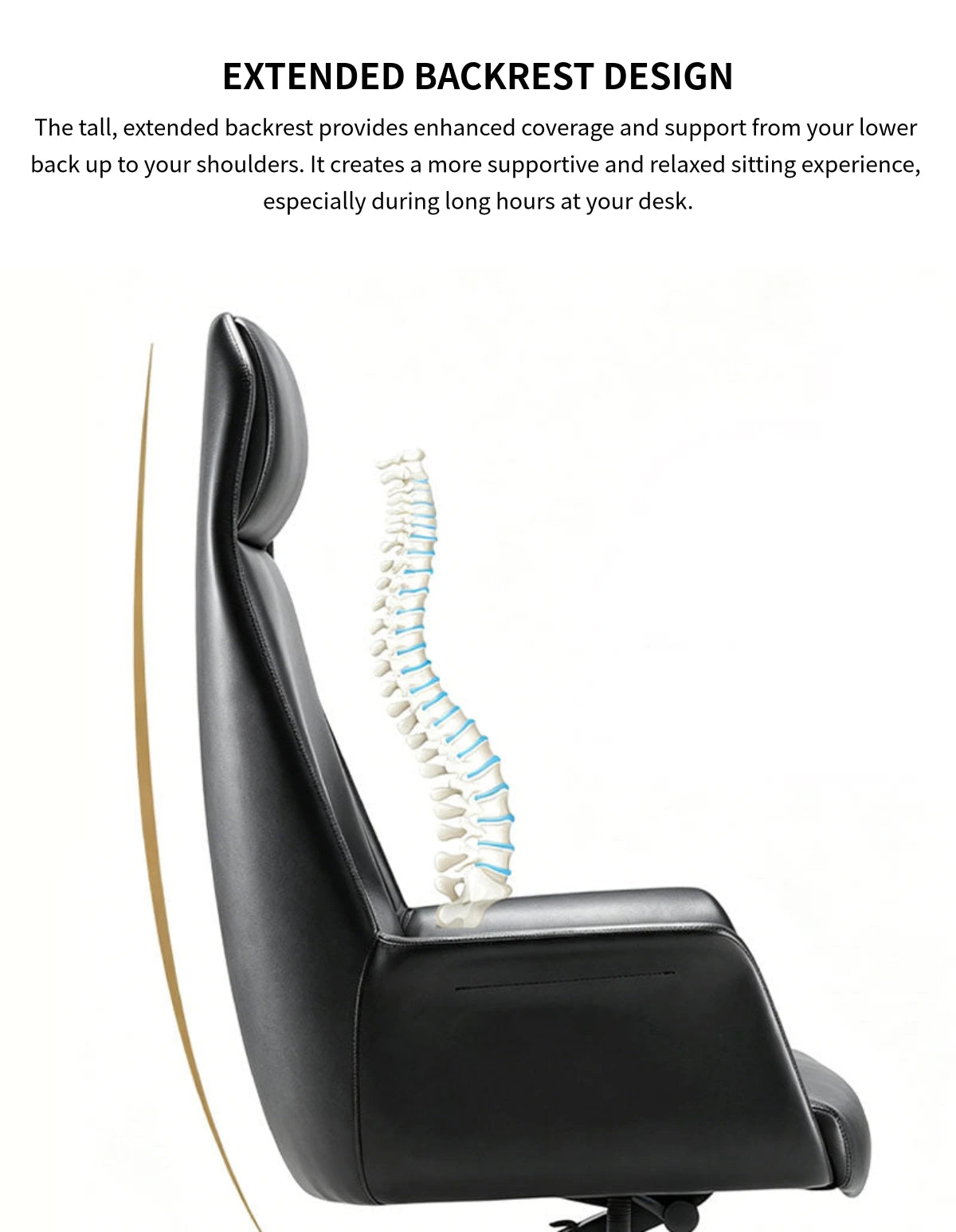Comfortable Eco-leather Office Chair with Latex Cushion, Recline Function, and Ergonomic Backrest for Home and Executive Workspaces LBY-K015 — Detail image 4