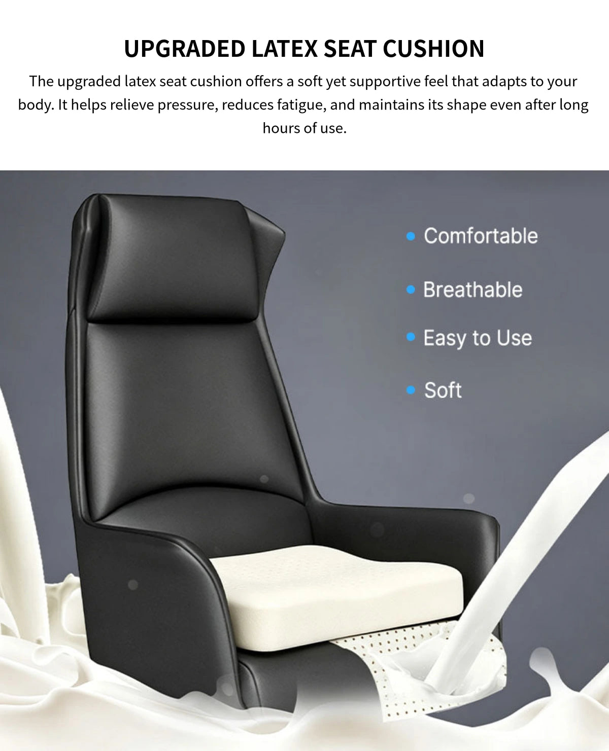 Comfortable Eco-leather Office Chair with Latex Cushion, Recline Function, and Ergonomic Backrest for Home and Executive Workspaces LBY-K015 — Detail image 7