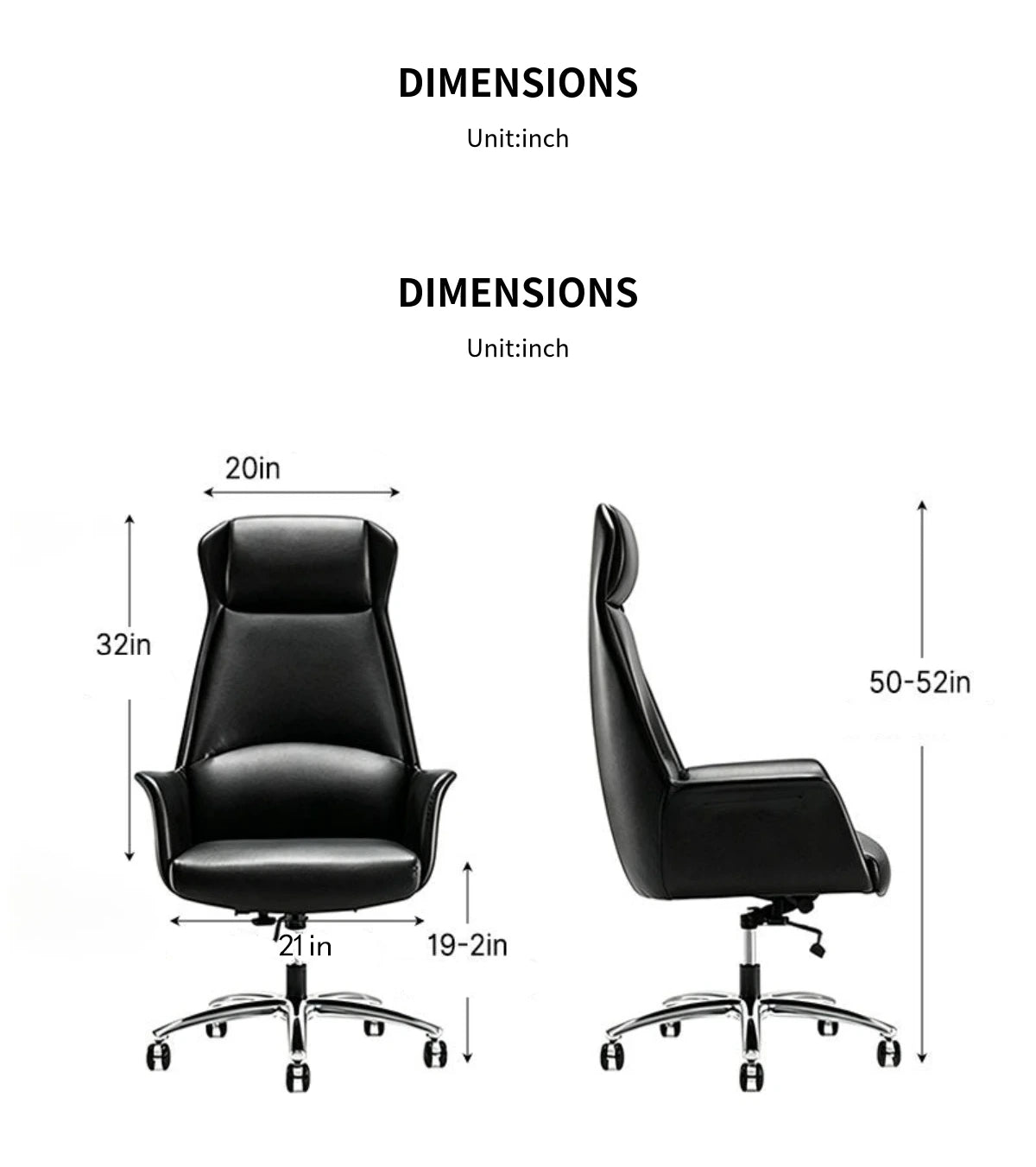 Comfortable Eco-leather Office Chair with Latex Cushion, Recline Function, and Ergonomic Backrest for Home and Executive Workspaces LBY-K015 — Detail image 10