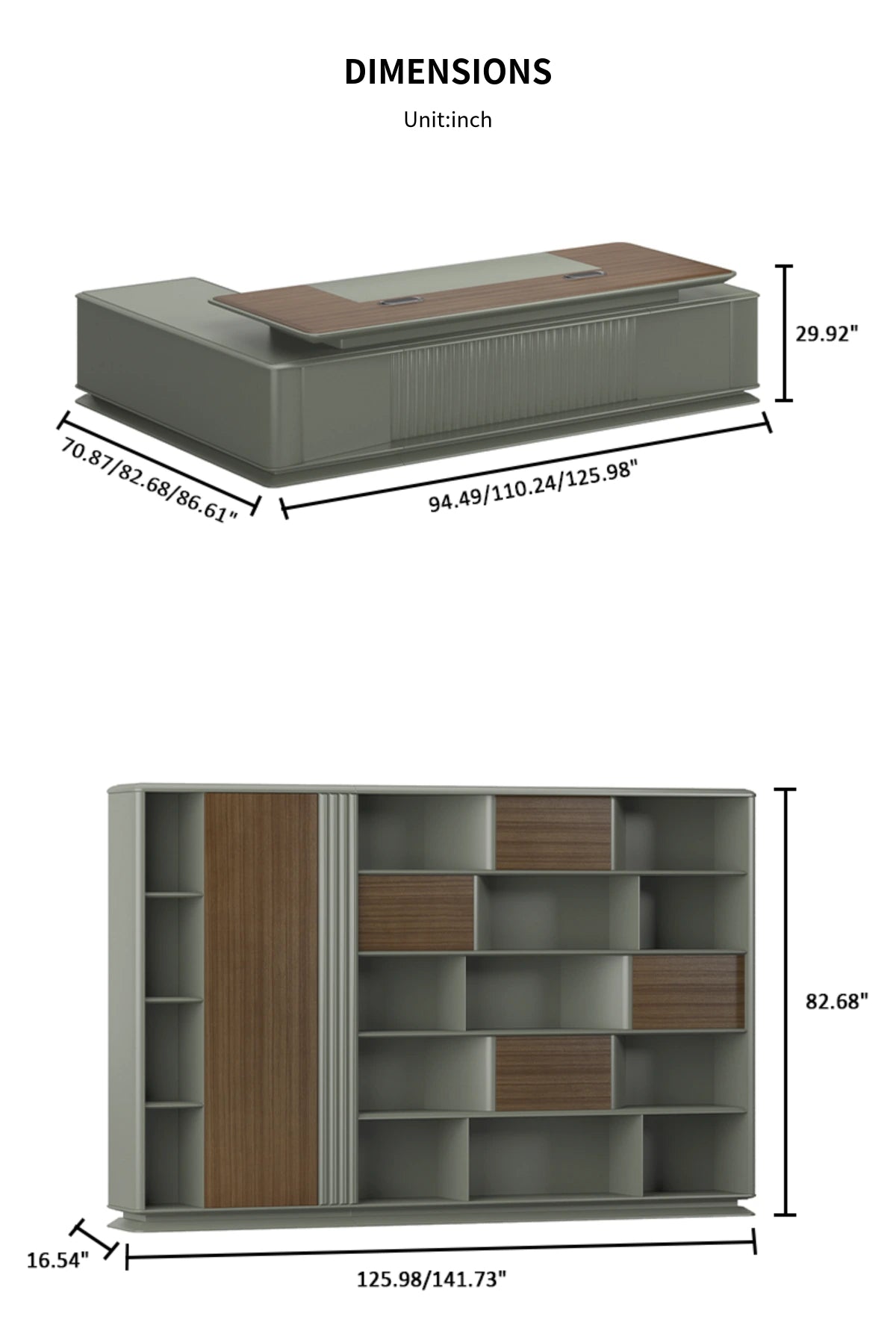 Modern Executive Desk 94-142 in Wide with File Drawers & Lumbar Support for Home Office — Detail image 8