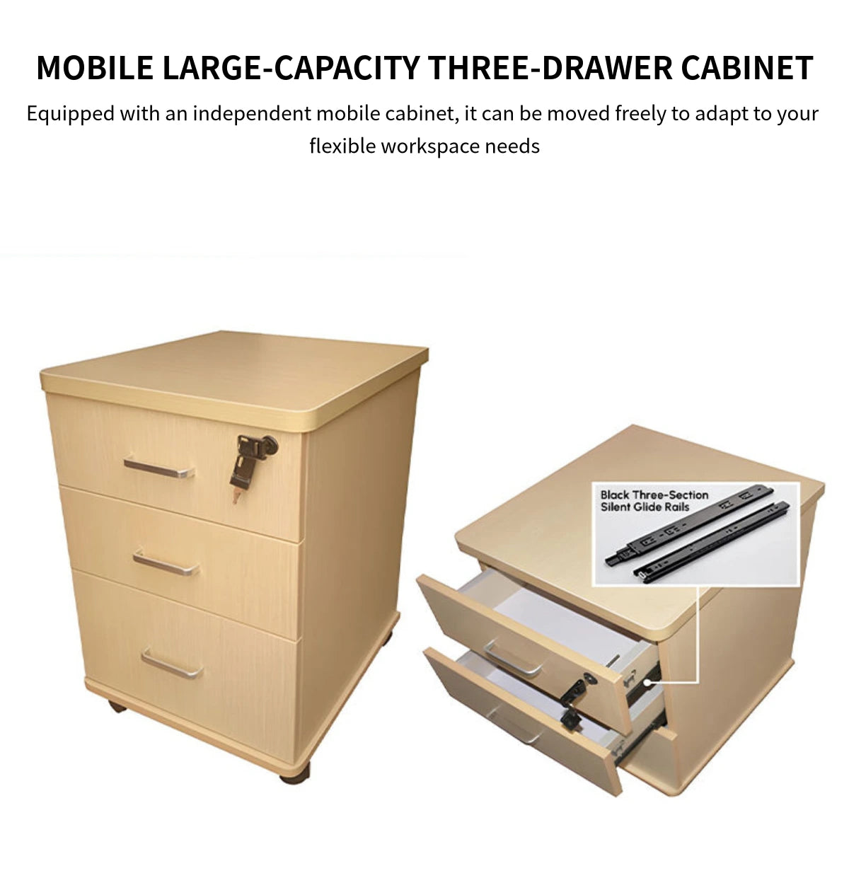 Office Workstation Desk with Cable Management, Lockable & Solid Wood for Home Office — Detail image 6