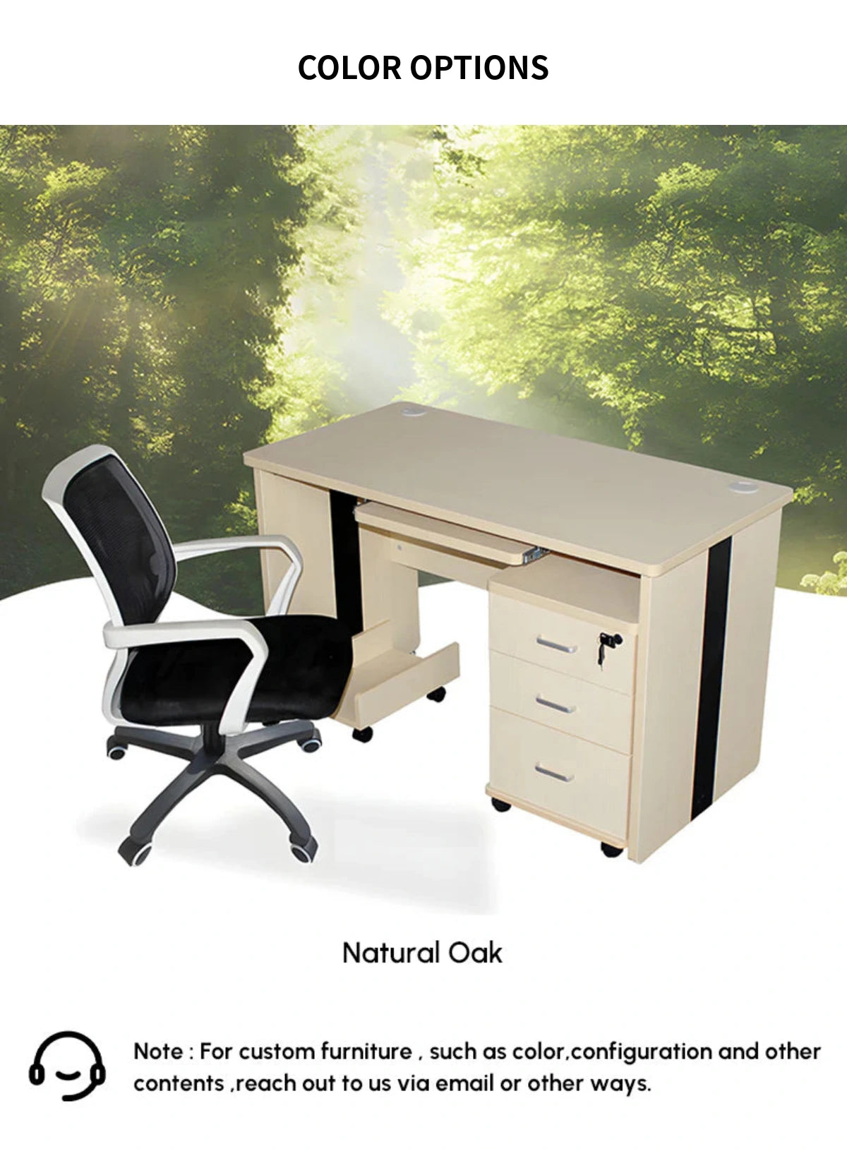 Office Workstation Desk with Cable Management, Lockable & Solid Wood for Home Office — Detail image 8