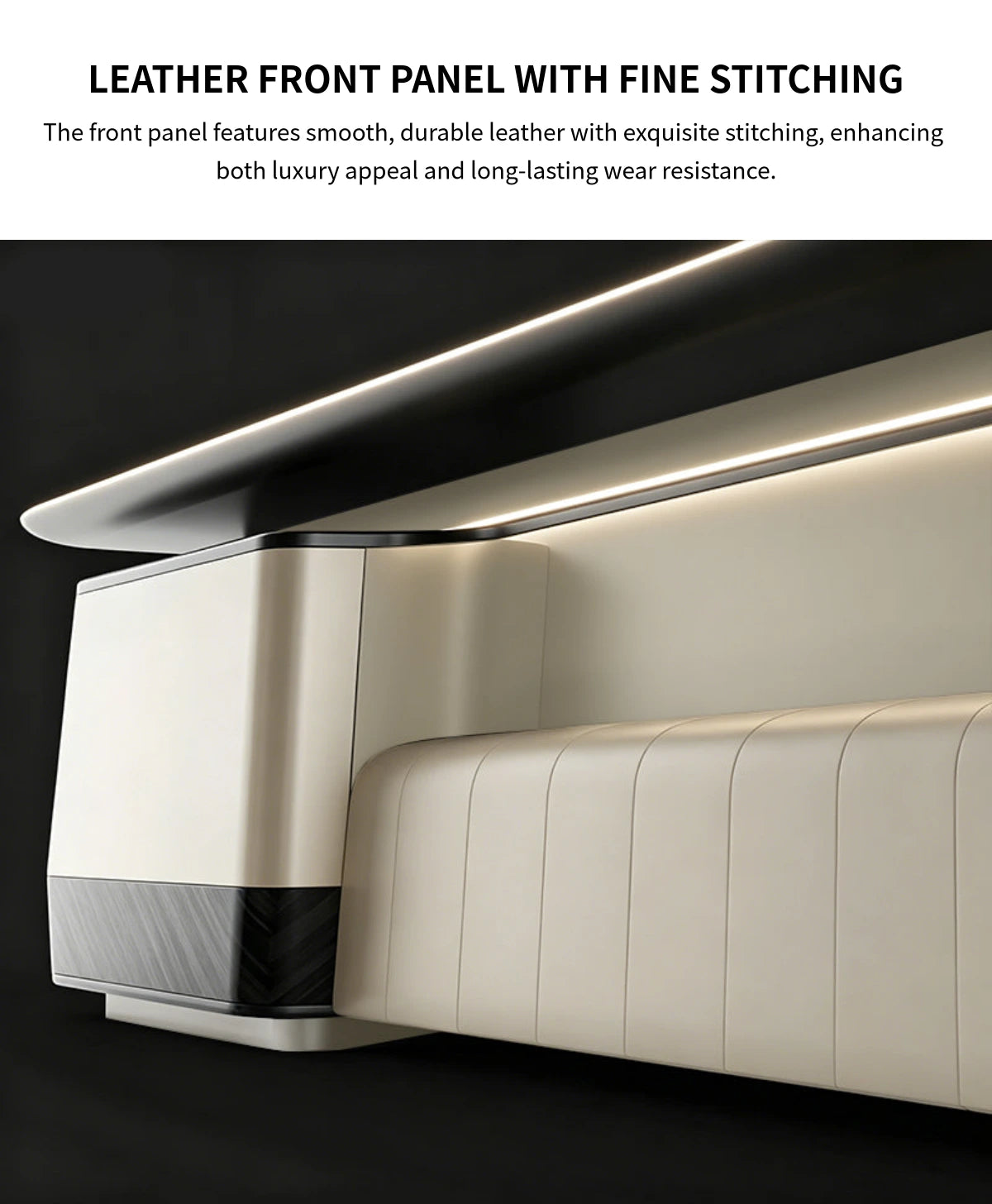 Modern Executive Desk with Dual-Tone, Side Storage & Fluted Front for Home Office — Detail image 5