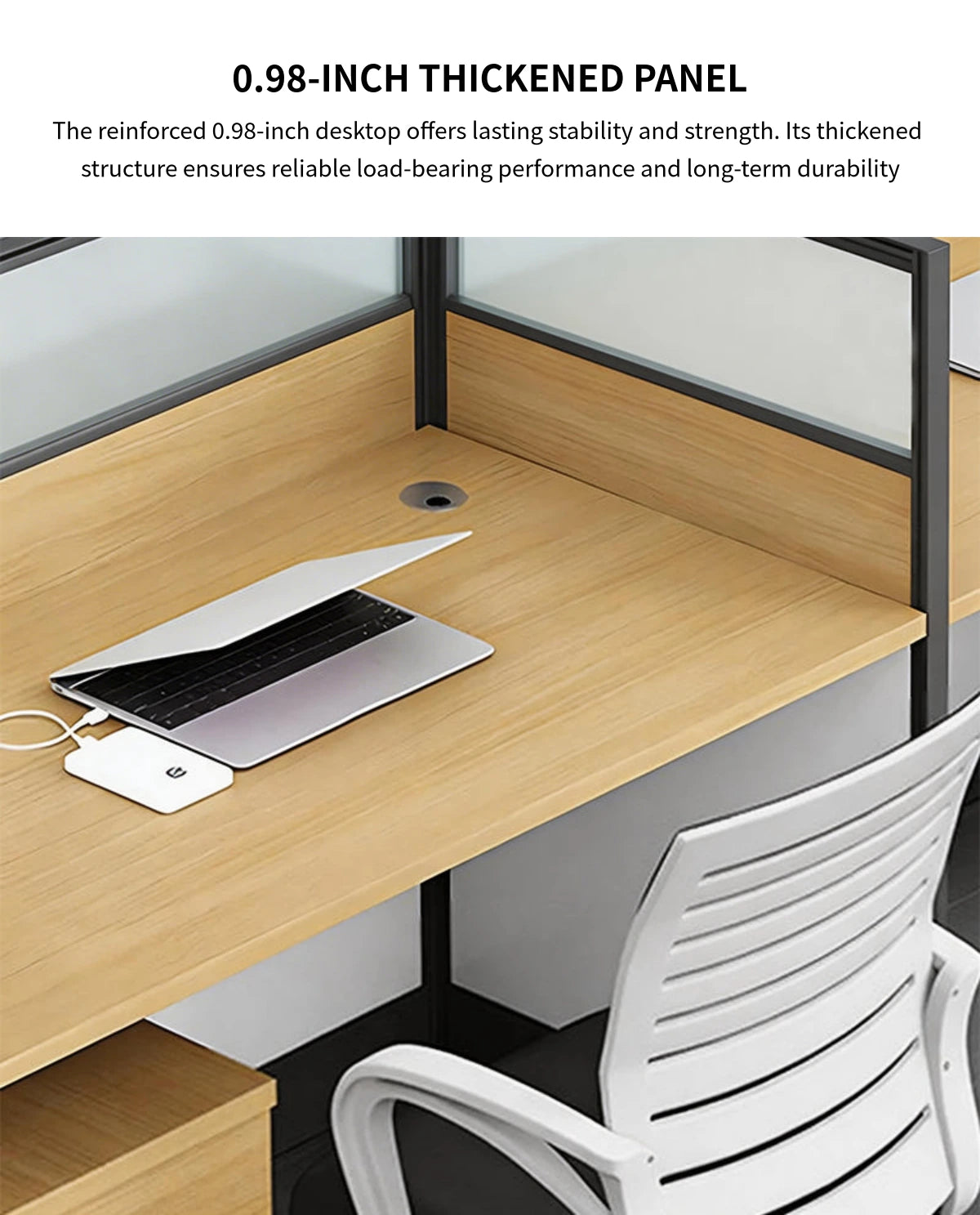 Office Workstation Desk 47-142 in Wide with Privacy Panel for Home Office — Detail image 3