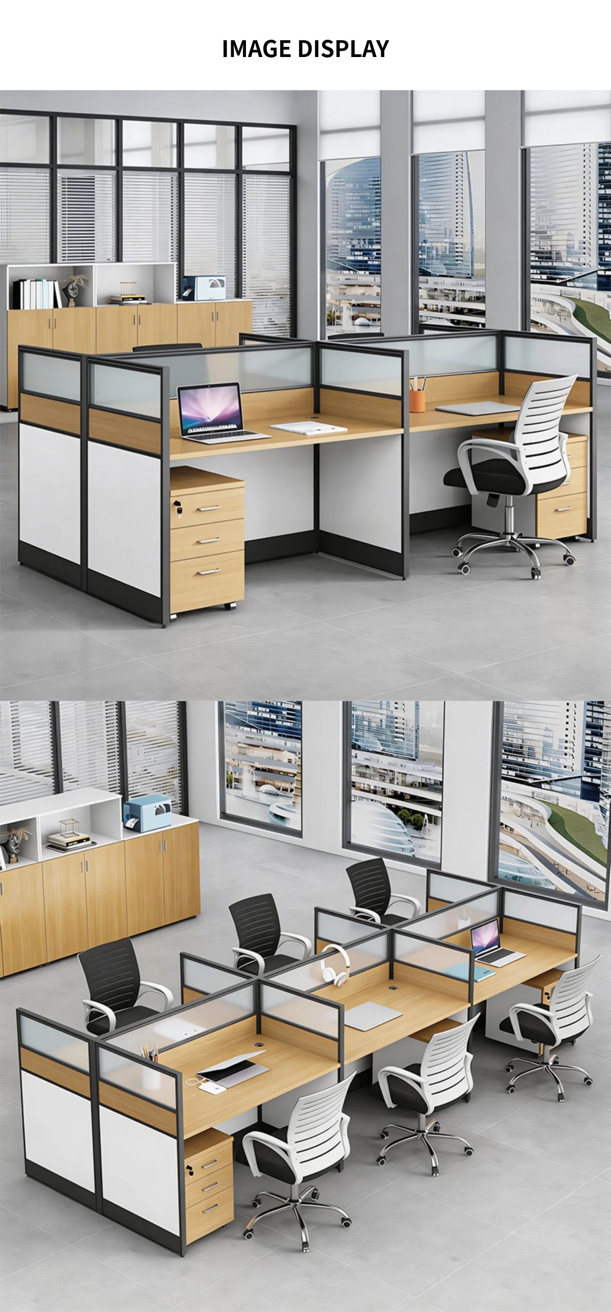 Office Workstation Desk 47-142 in Wide with Privacy Panel for Home Office — Detail image 7