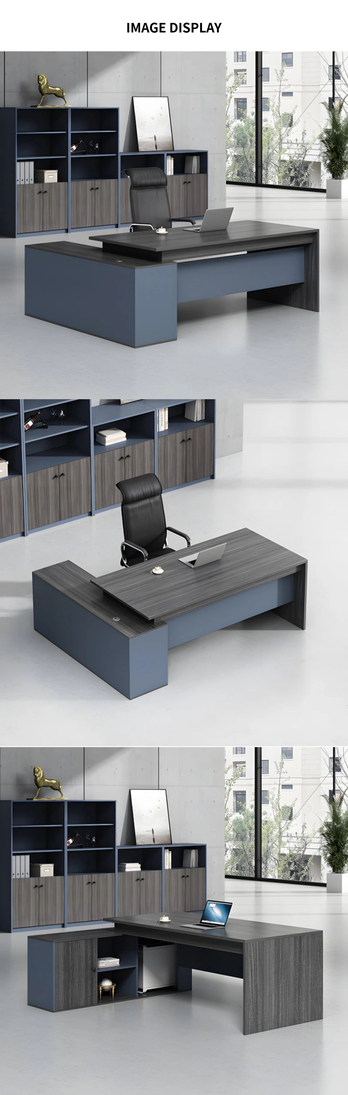 L-Shaped Executive Desk with Side Storage, Lumbar Support & Privacy Pa — Detail image 6