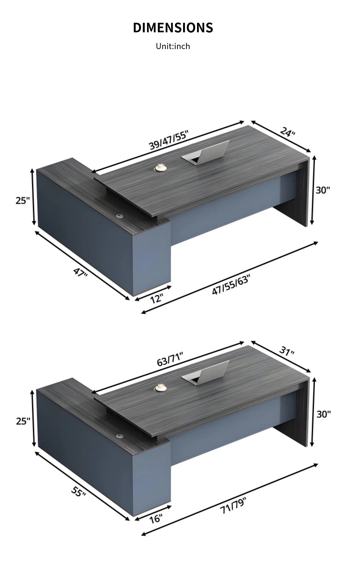 L-Shaped Executive Desk with Side Storage, Lumbar Support & Privacy Pa — Detail image 9