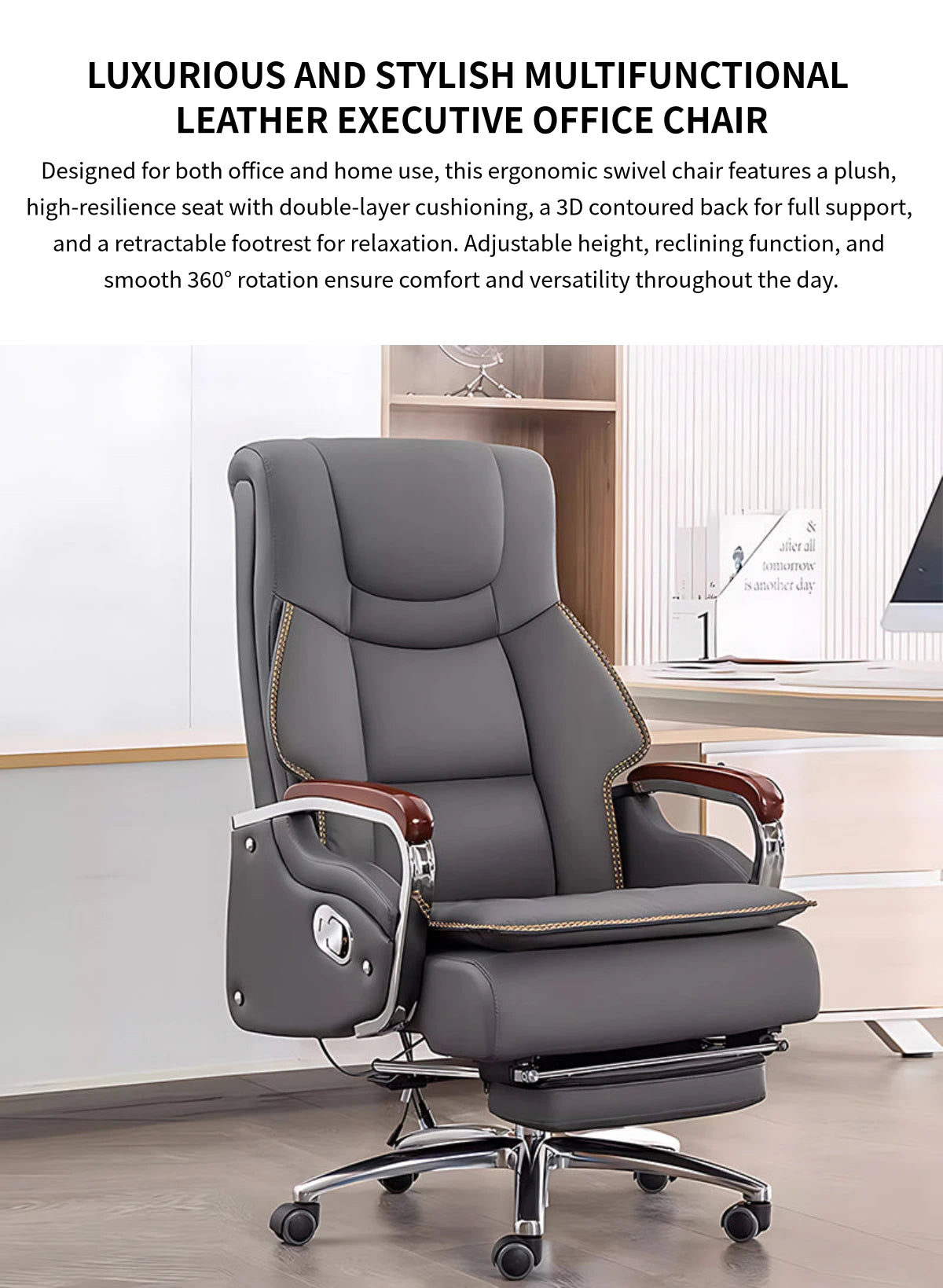 Mesh Ergonomic Office Chair 20 in Wide with Lumbar Support, Height-Adjustable & Solid Wood — Detail image 1