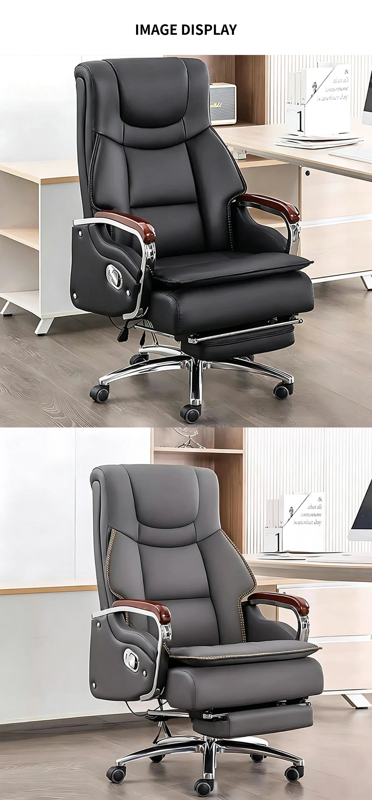 Mesh Ergonomic Office Chair 20 in Wide with Lumbar Support, Height-Adjustable & Solid Wood — Detail image 10