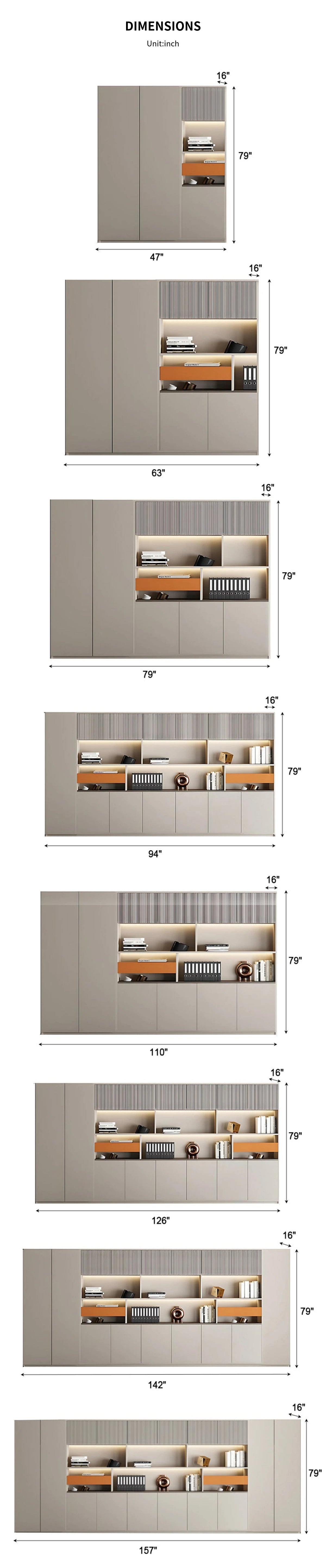 File Cabinet 79 in Tall with LED Lighting for Office — Detail image 13