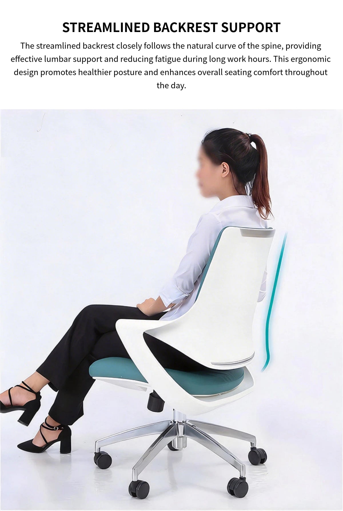 Mesh Ergonomic Office Chair 20 in Wide with Breathable Mesh, Reclining & Lumbar Support — Detail image 3