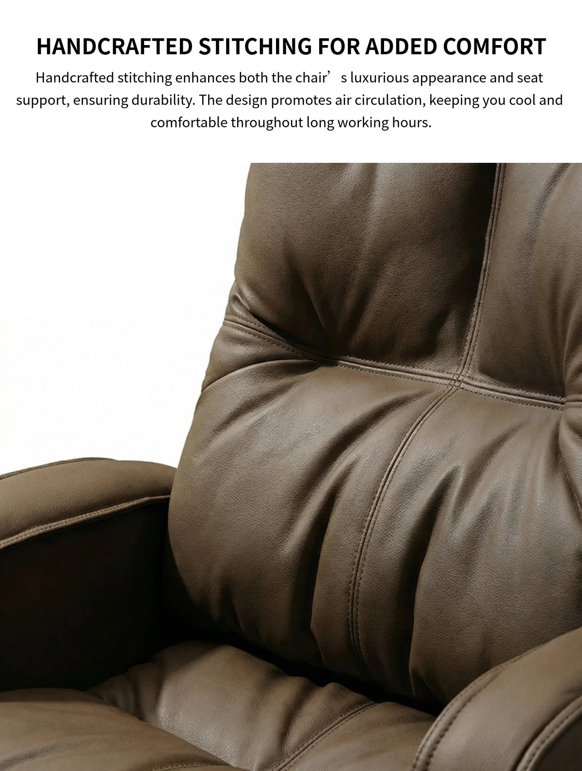 Modern Executive Desk 20 in Wide with Lumbar Support, Swivel & Round for Home Office — Detail image 3