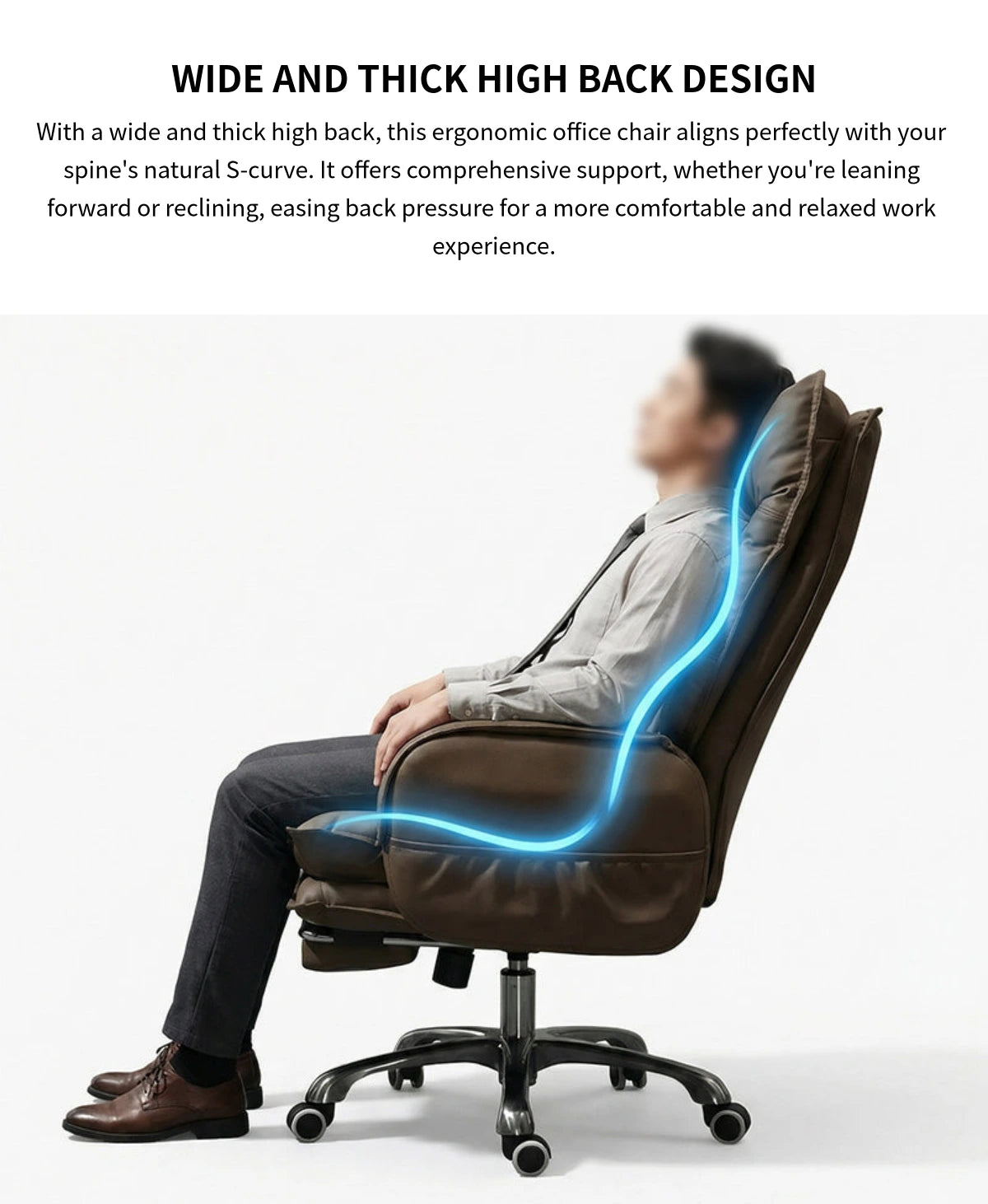 Modern Executive Desk 20 in Wide with Lumbar Support, Swivel & Round for Home Office — Detail image 4