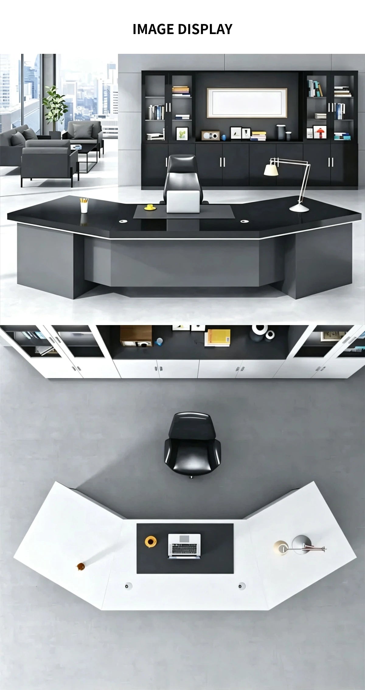 Modern Executive Desk 87-126 in Wide with Side Storage & Lumbar Support for Home Office — Detail image 7