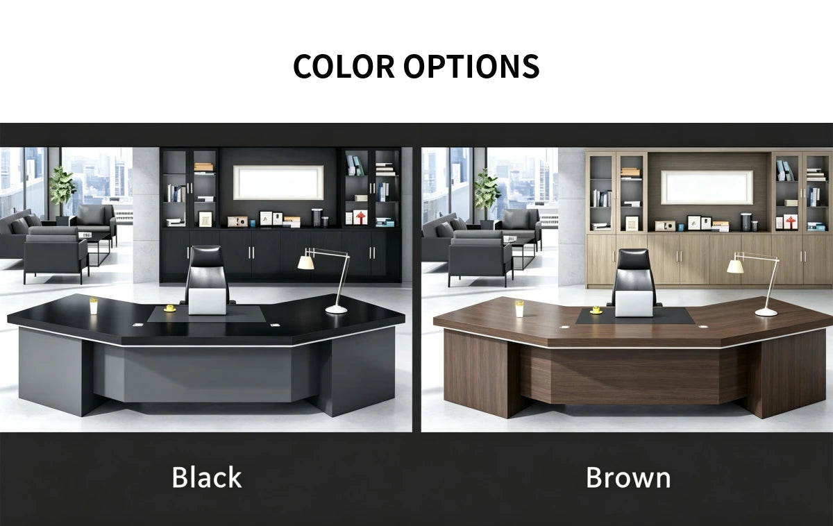 Modern Executive Desk 87-126 in Wide with Side Storage & Lumbar Support for Home Office — Detail image 8