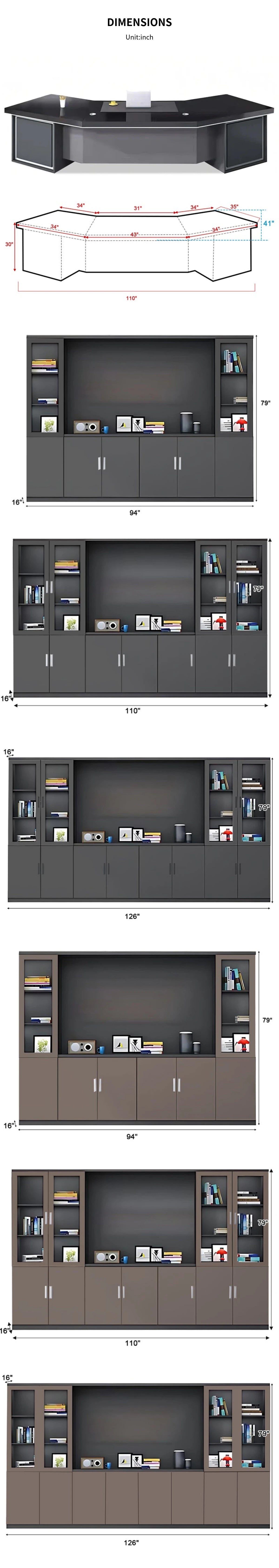 Modern Executive Desk 87-126 in Wide with Side Storage & Lumbar Support for Home Office — Detail image 9
