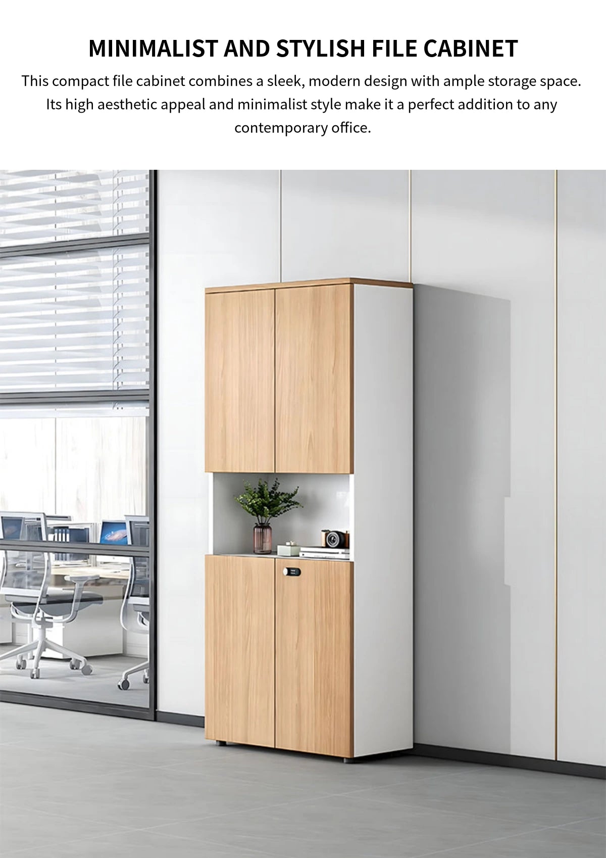 File Cabinet 79 in Tall with Lockable, Adjustable Shelves & Solid Wood for Office — Detail image 4