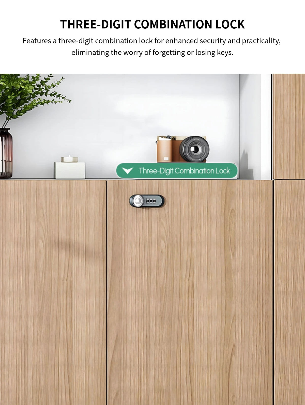 File Cabinet 79 in Tall with Lockable, Adjustable Shelves & Solid Wood for Office — Detail image 7