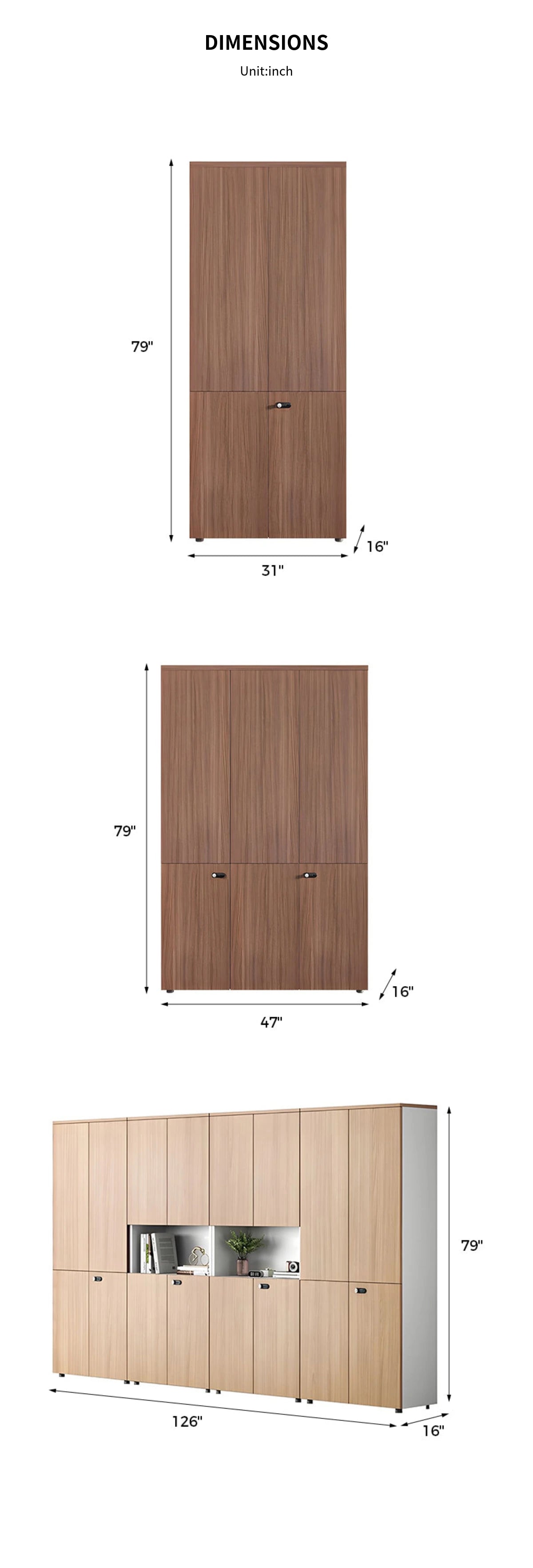 File Cabinet 79 in Tall with Lockable, Adjustable Shelves & Solid Wood for Office — Detail image 13