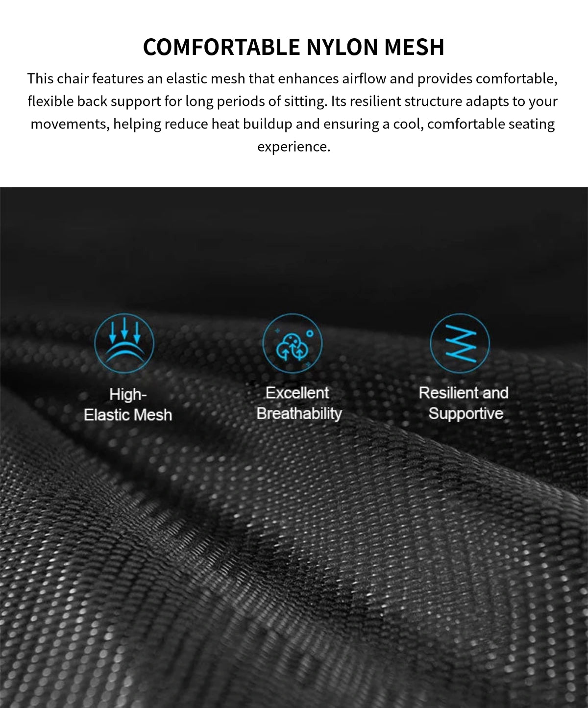 Mesh Ergonomic Office Chair 19 in Wide with Breathable Mesh, Lumbar Support & Portable — Detail image 2