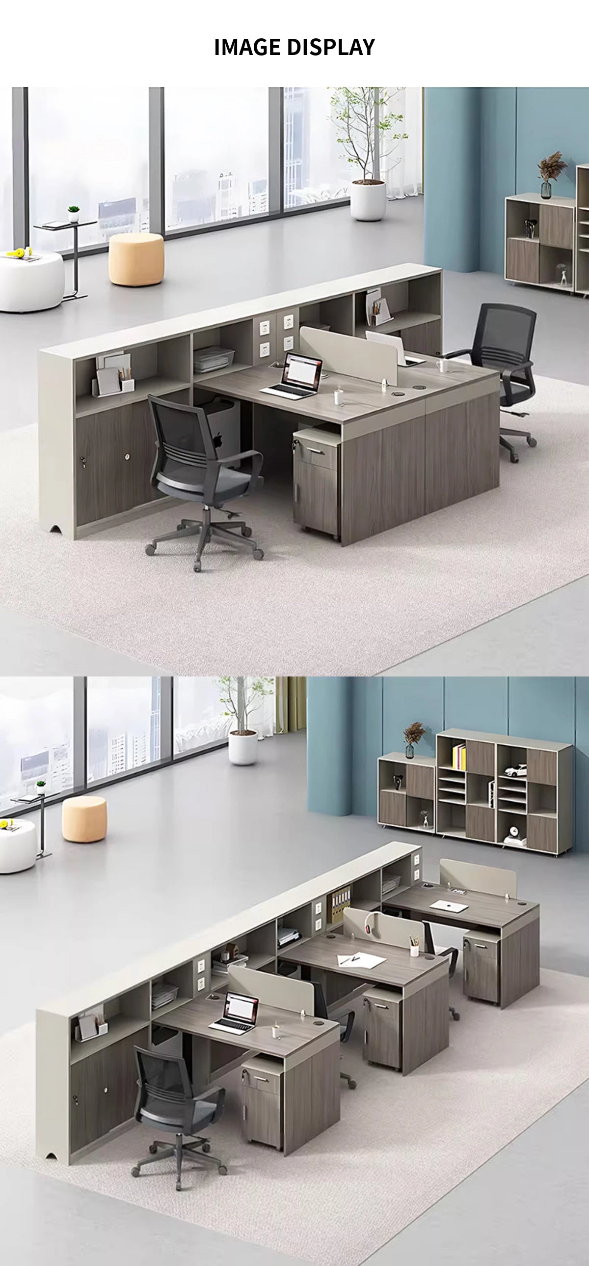 Office Workstation Desk with Built-In Outlets, Cable Management & Side Storage — Detail image 9