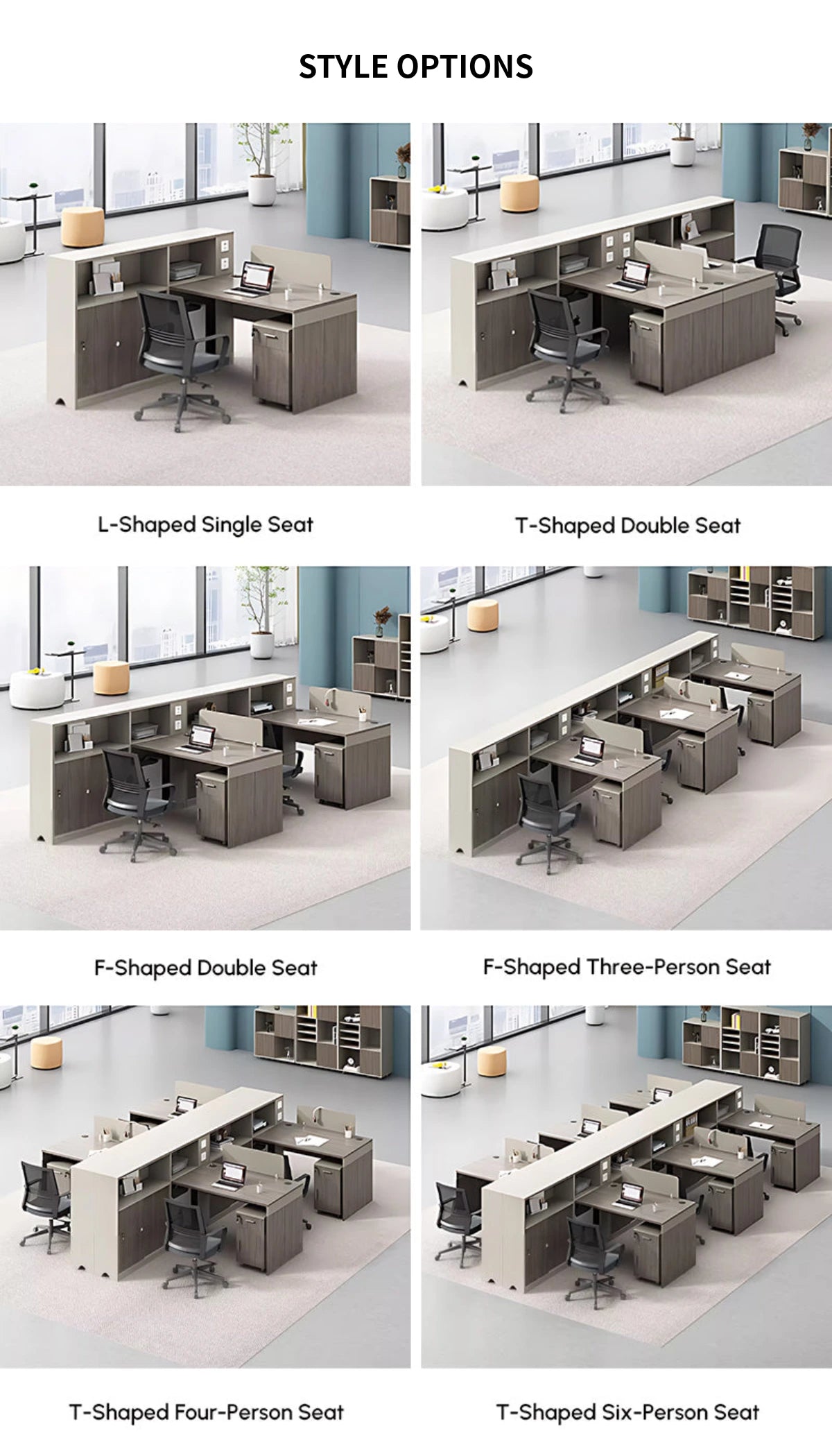 Office Workstation Desk with Built-In Outlets, Cable Management & Side Storage — Detail image 10