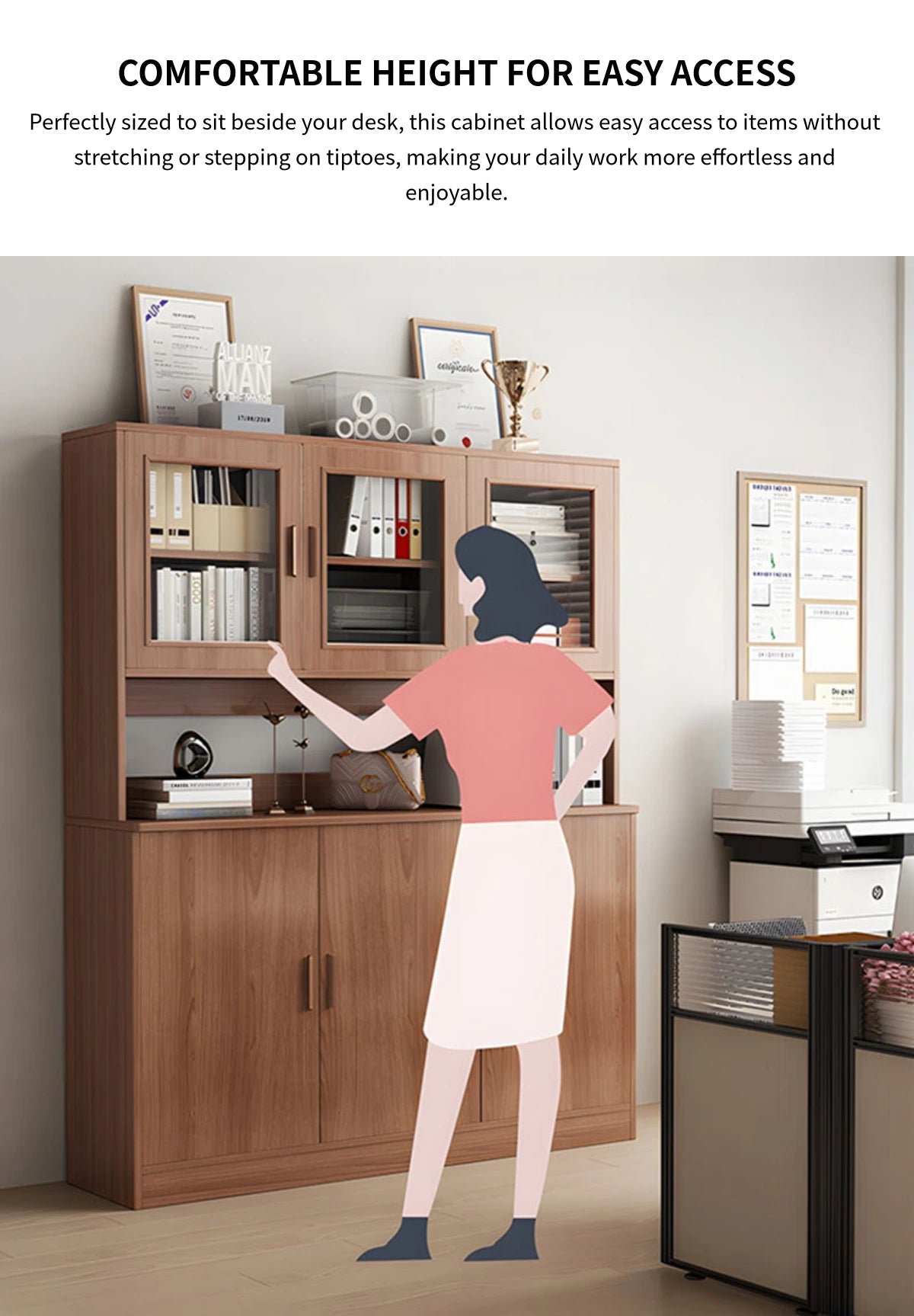 File Cabinet 72 in Tall with Curved & Solid Wood for Office — Detail image 6