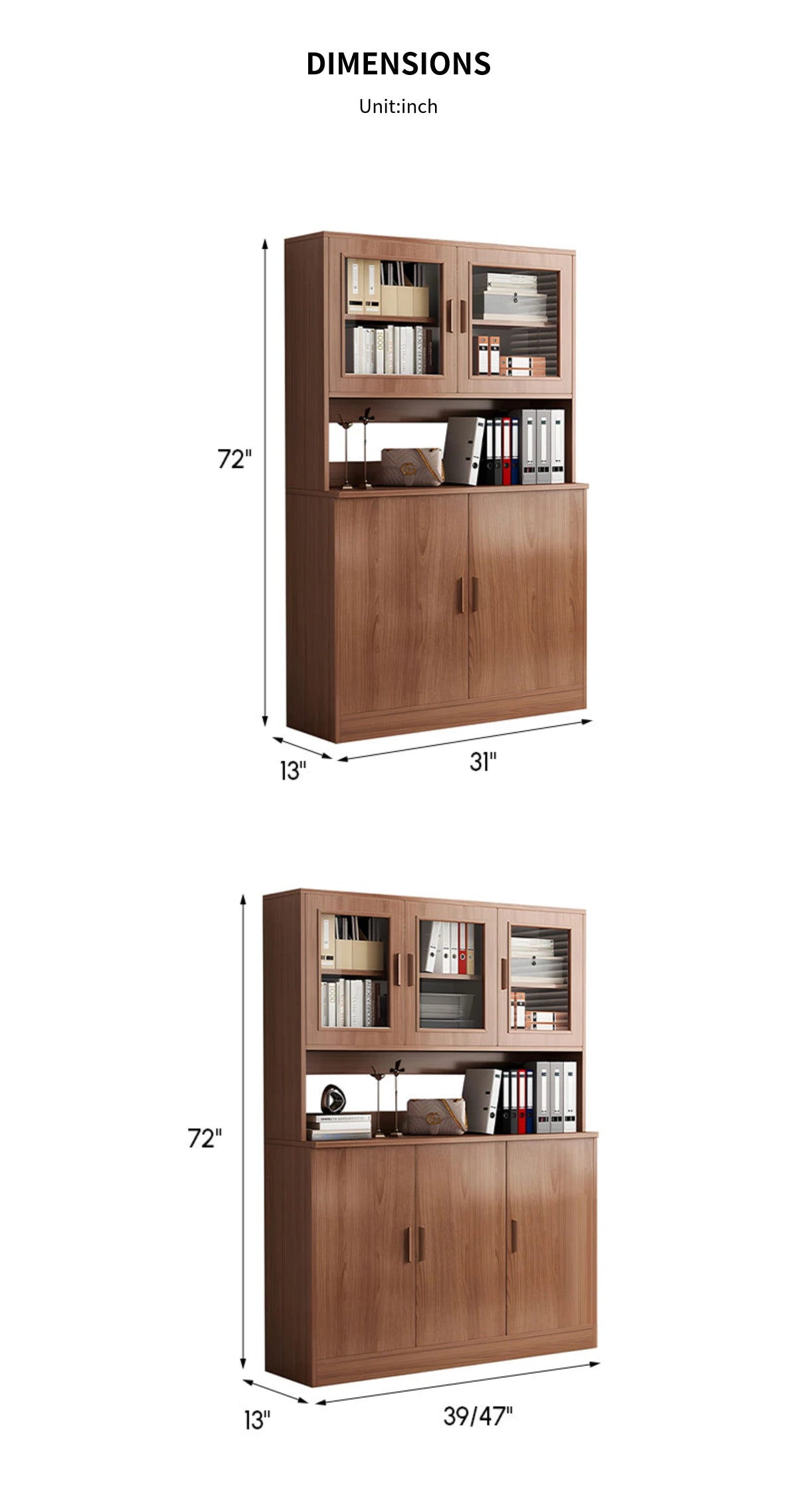 File Cabinet 72 in Tall with Curved & Solid Wood for Office — Detail image 14