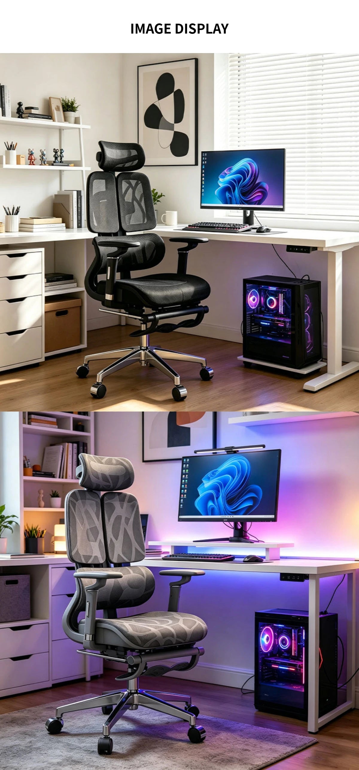 Comfortable Ergonomic Mesh Office Chair with Adaptive Lumbar Support, 135° Recline, and Footrest for Home, Office, and Gaming BGY-1034 — Detail image 10