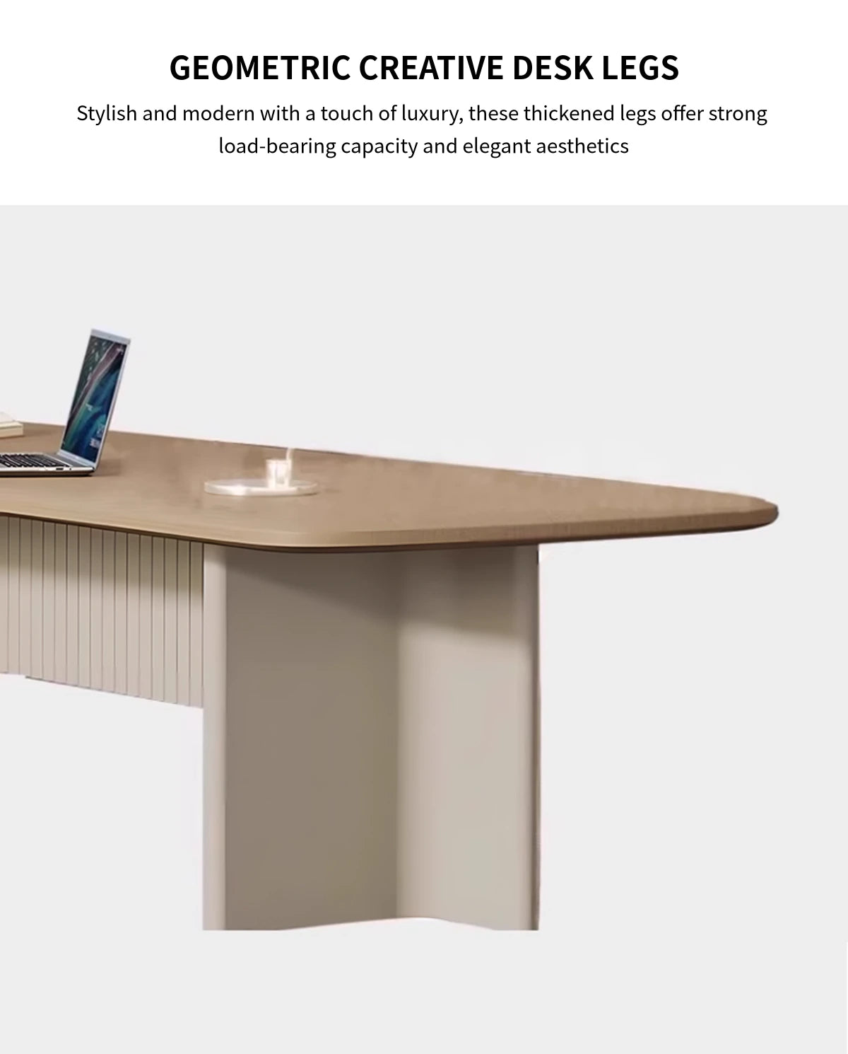 Modern Executive Desk with Curved, Cable Management & Side Storage for Home Office — Detail image 6