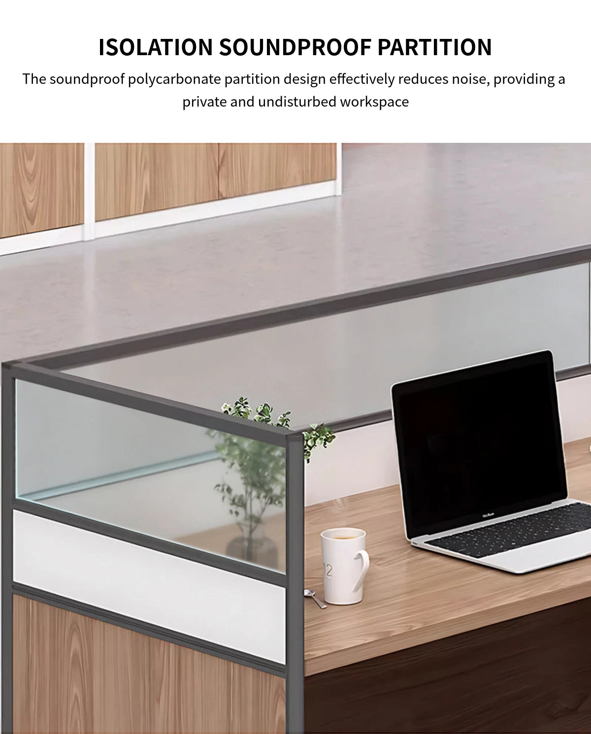 Modern Office Desk with Cable Management, Lockable & File Drawers for Home Office — Detail image 4