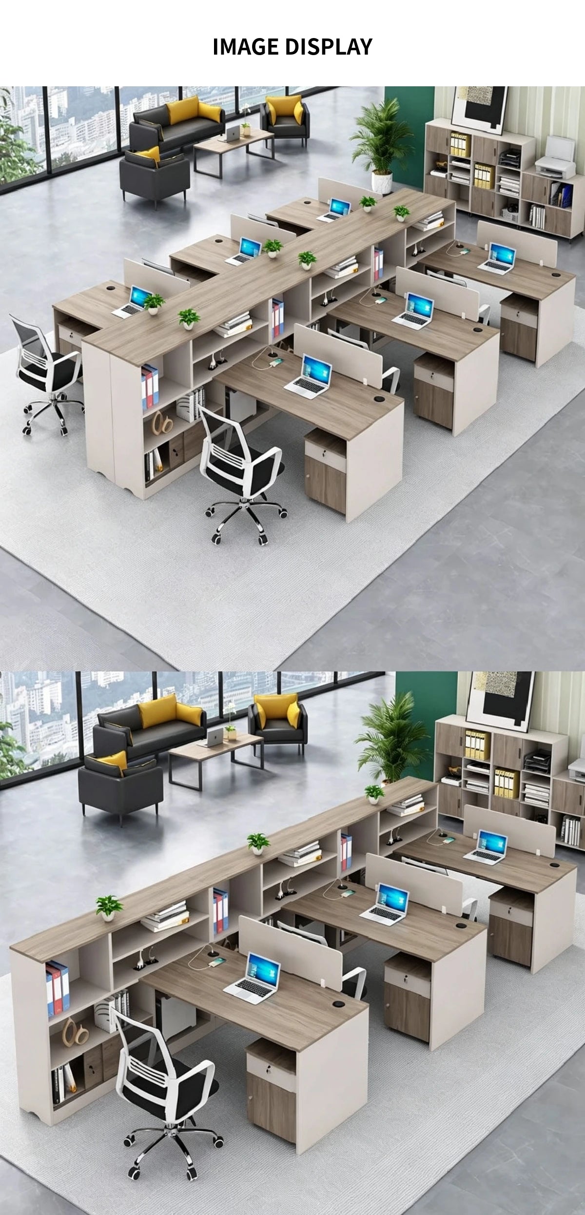 Modern Executive Desk 59-67 in Wide with Cable Management & Side Storage for Home Office — Detail image 7