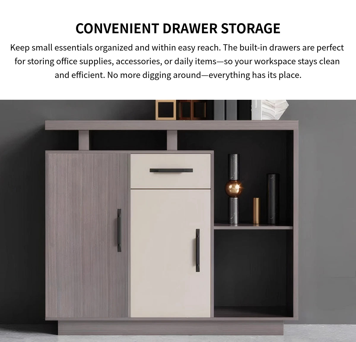 Elegant Eco-friendly Storage Cabinet with Thickened Top and Open & Closed Compartments for Offices & Tea Rooms CWG-2204 — Detail image 4
