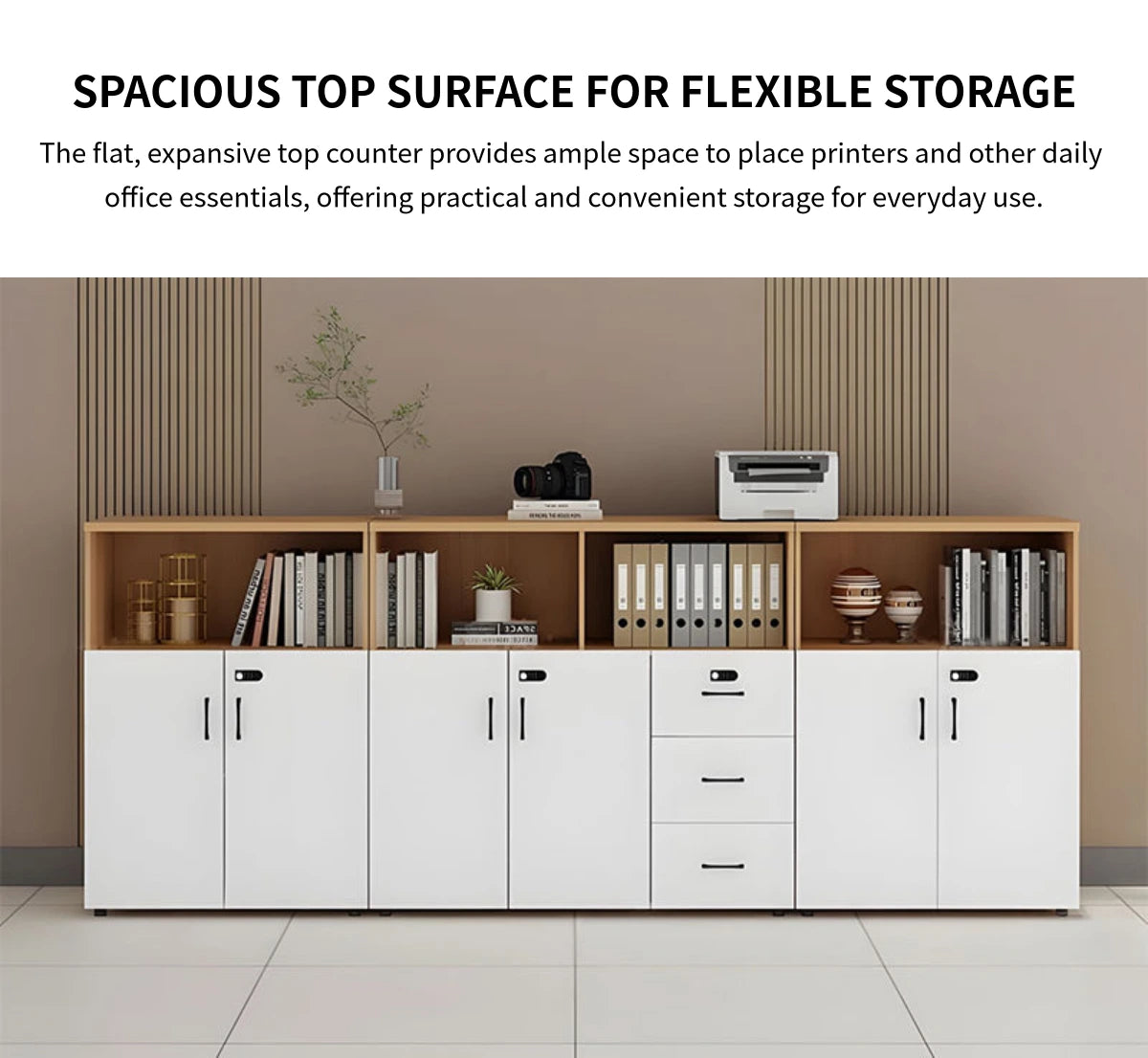 File Cabinet 43 in Tall with Lockable, File Drawers & Modular for Office — Detail image 3