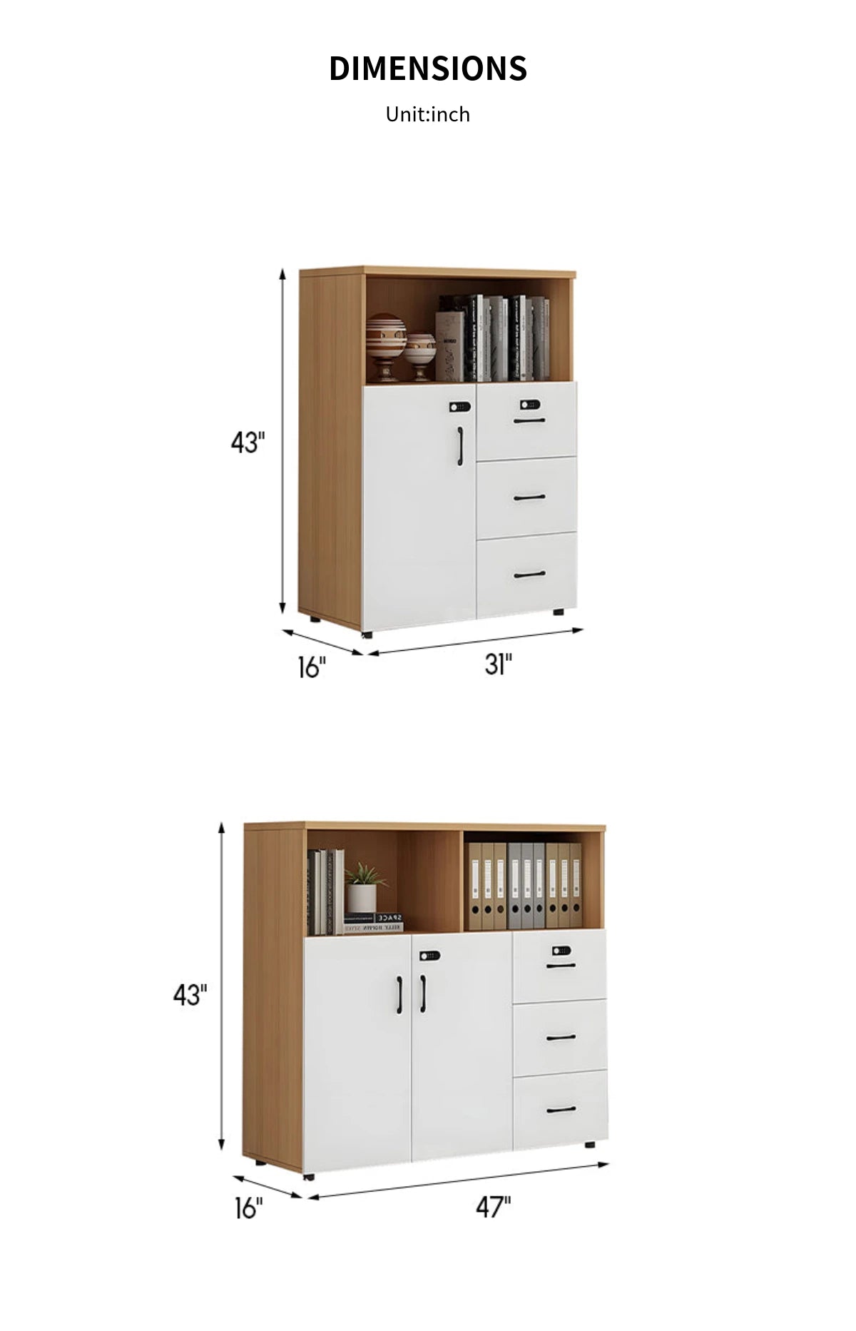 File Cabinet 43 in Tall with Lockable, File Drawers & Modular for Office — Detail image 11