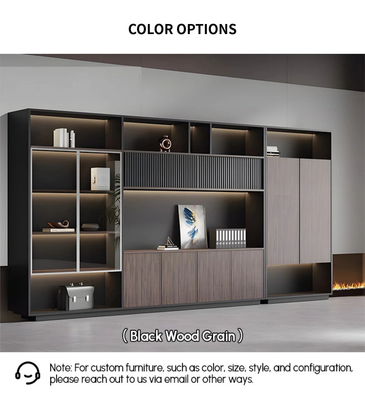 Modern Executive Desk with Glass Top, LED Lighting & Soft-Close for Home Office — Detail image 13
