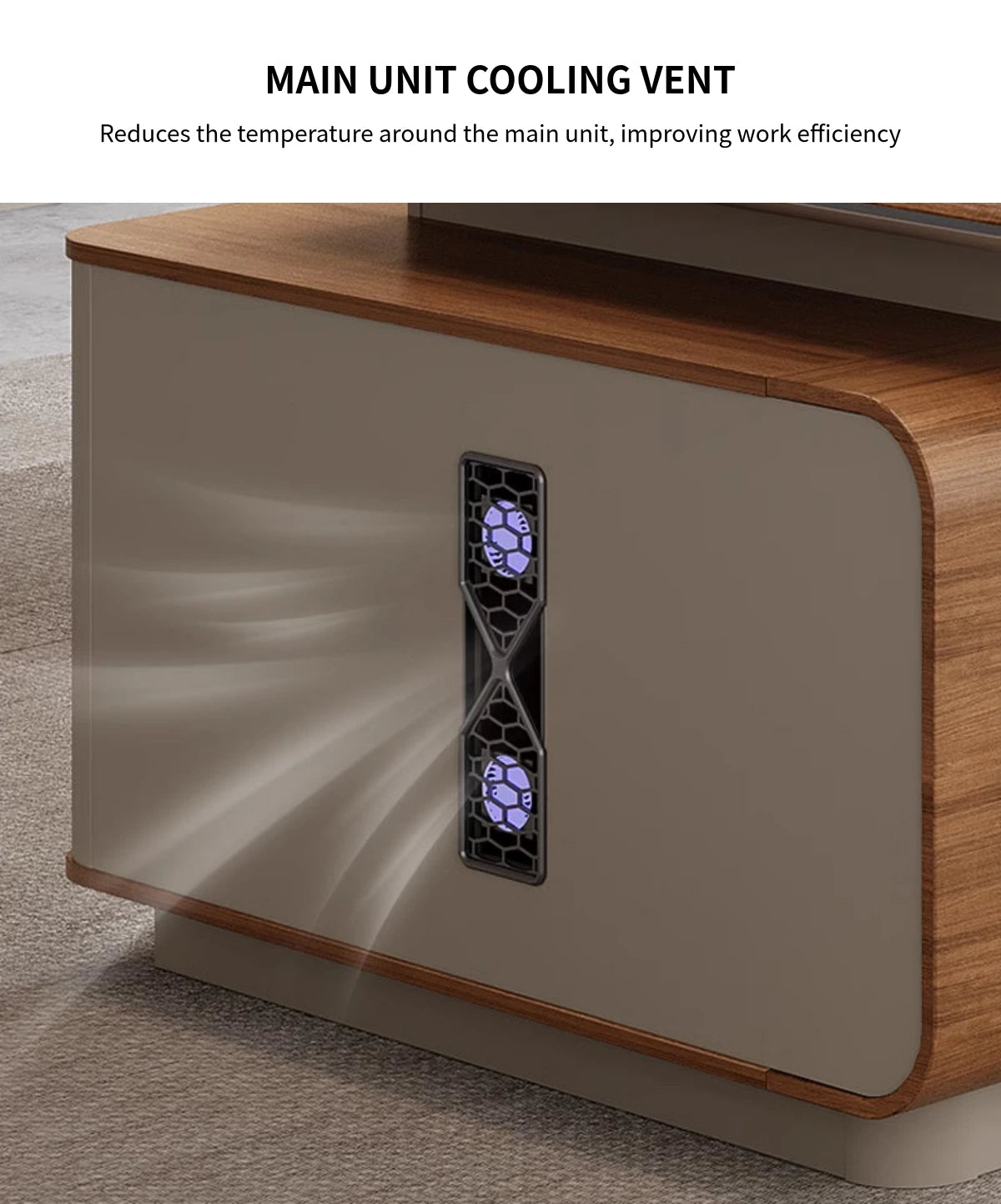 Modern Executive Desk with Curved, Cable Management & LED Lighting for Home Office — Detail image 9