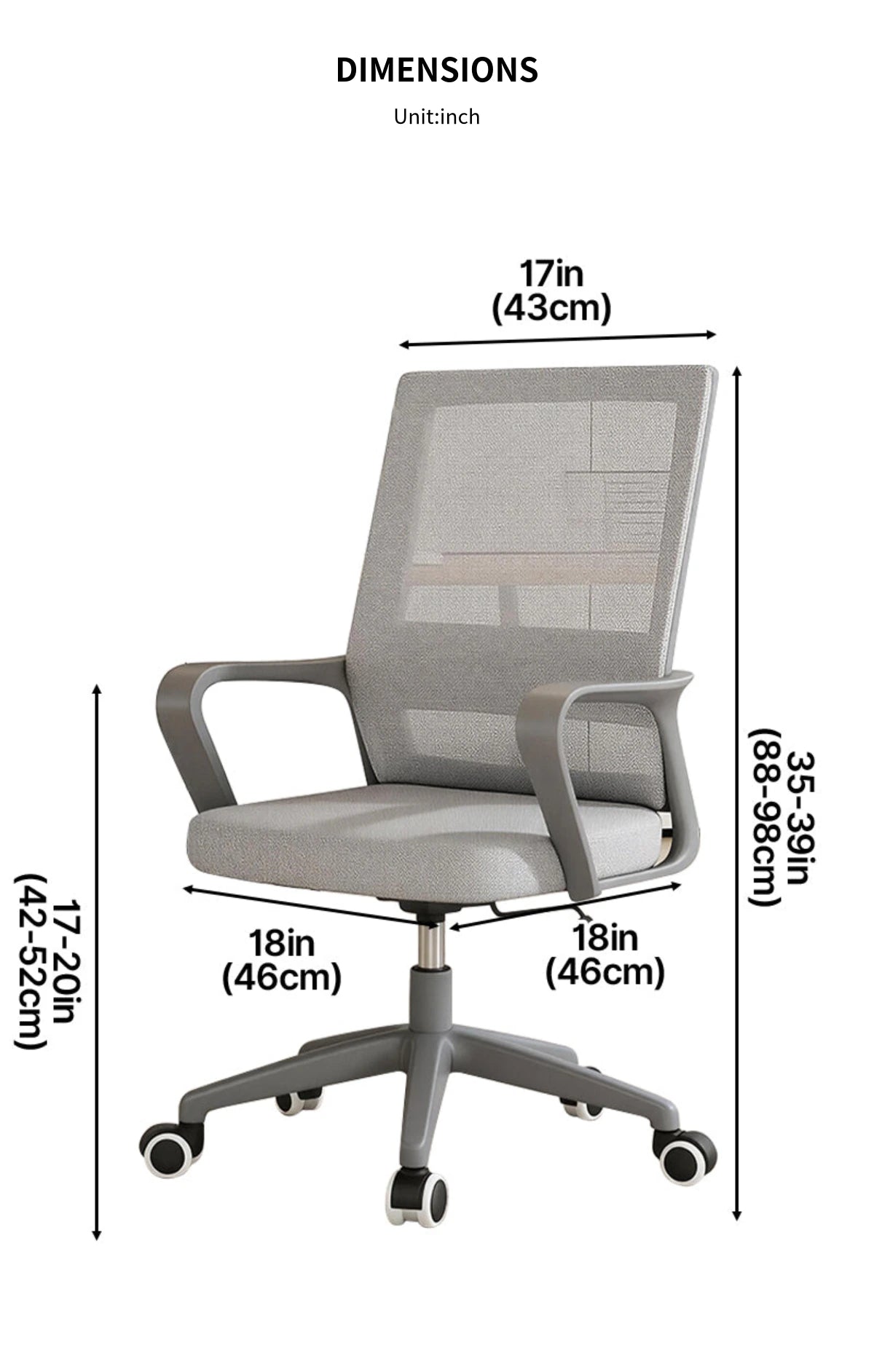 Gaming Office Chair with Portable, Breathable Mesh & Lumbar Support for Gaming Setup — Detail image 9