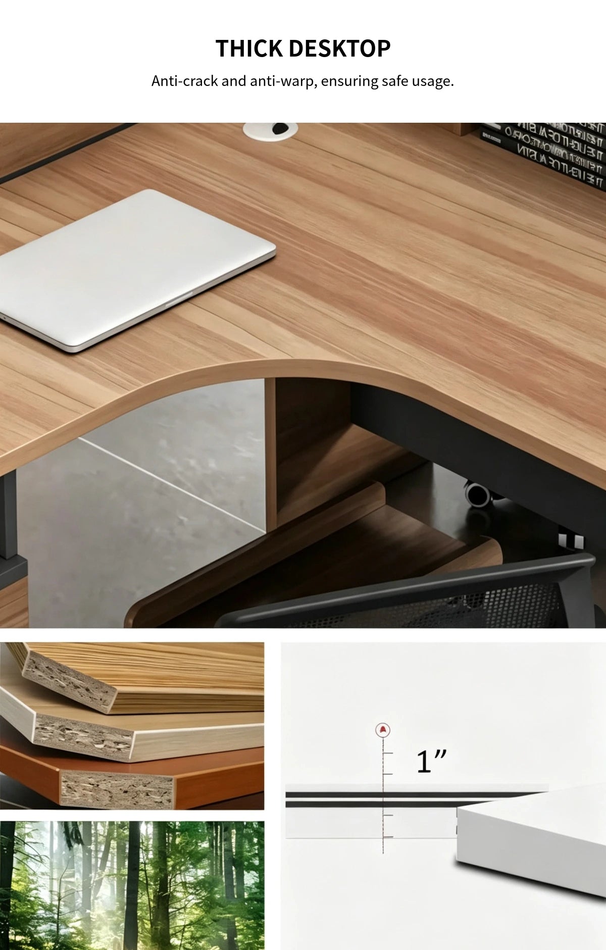 Office Workstation Desk 55-220 in Wide with Privacy Panel for Home Office — Detail image 2