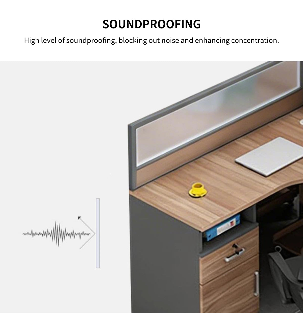 Office Workstation Desk 55-220 in Wide with Privacy Panel for Home Office — Detail image 4